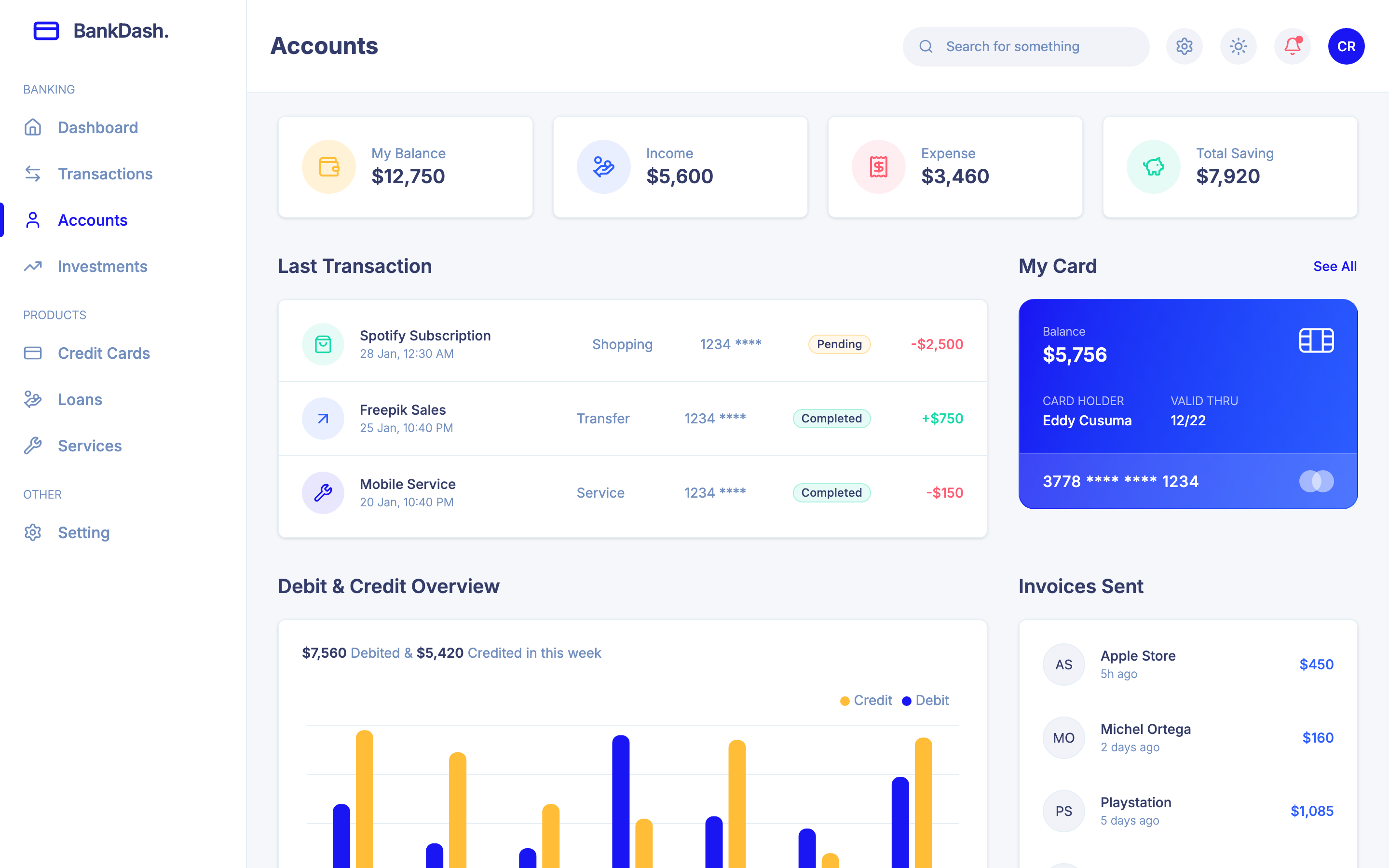 BankDash web app template preview 2