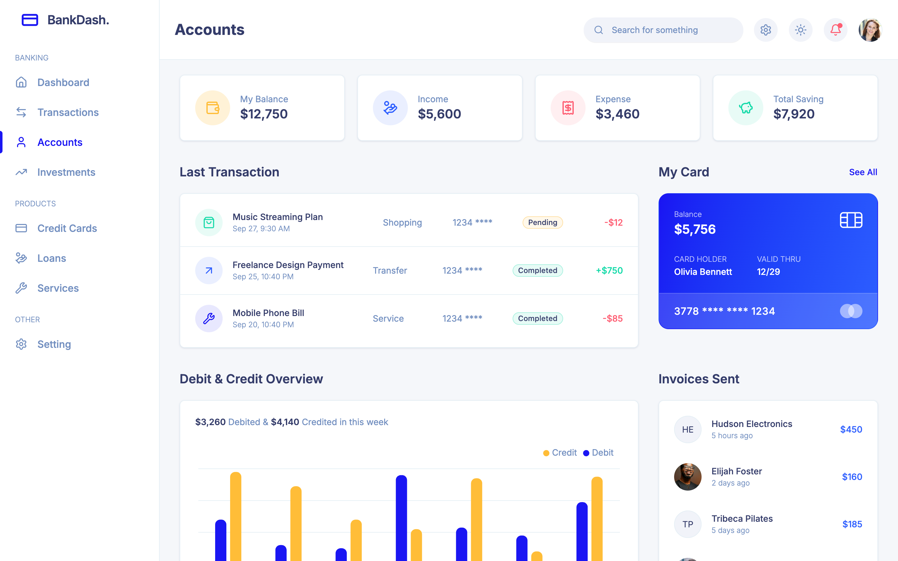 BankDash web app template preview 2