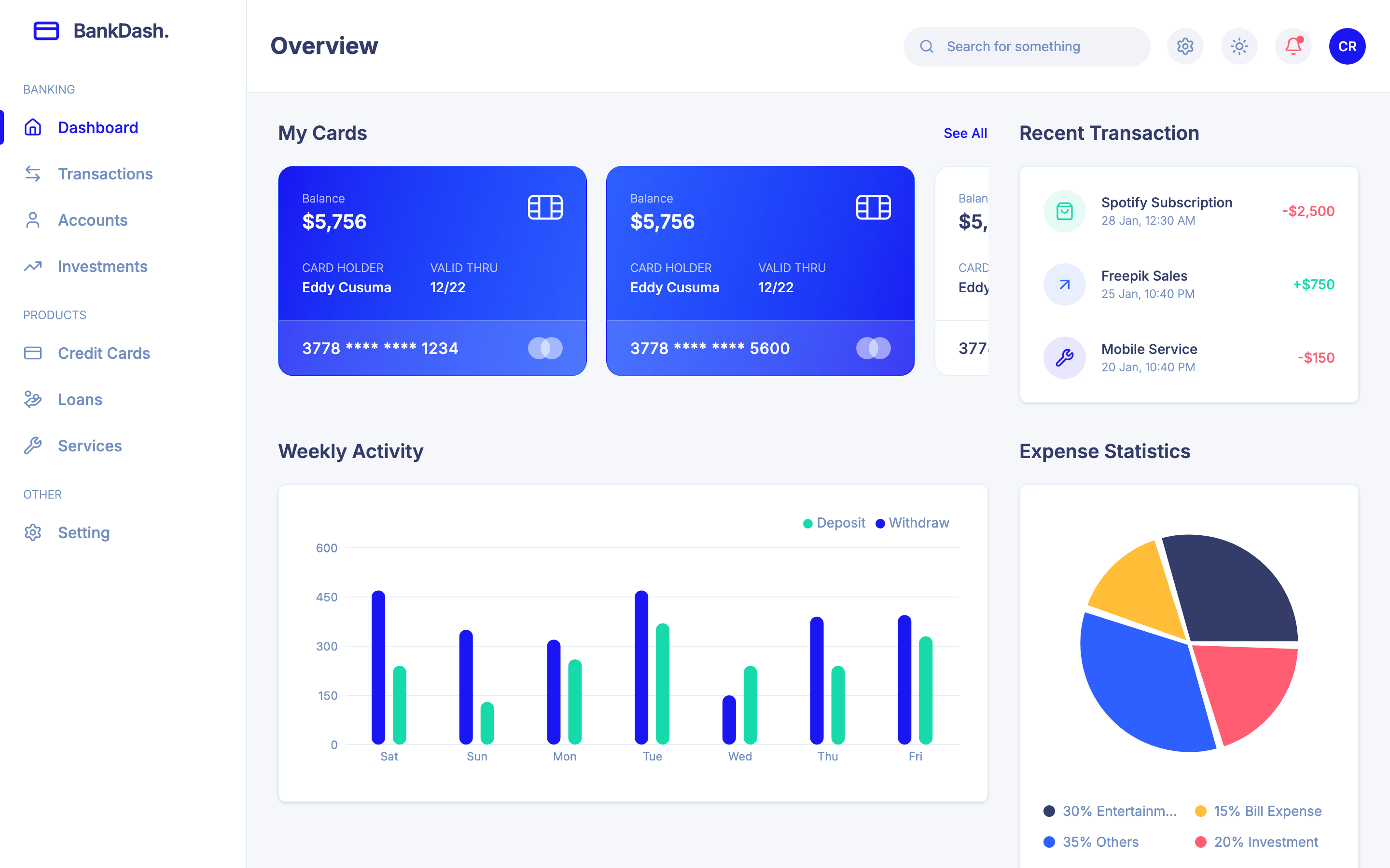 BankDash web app template preview
