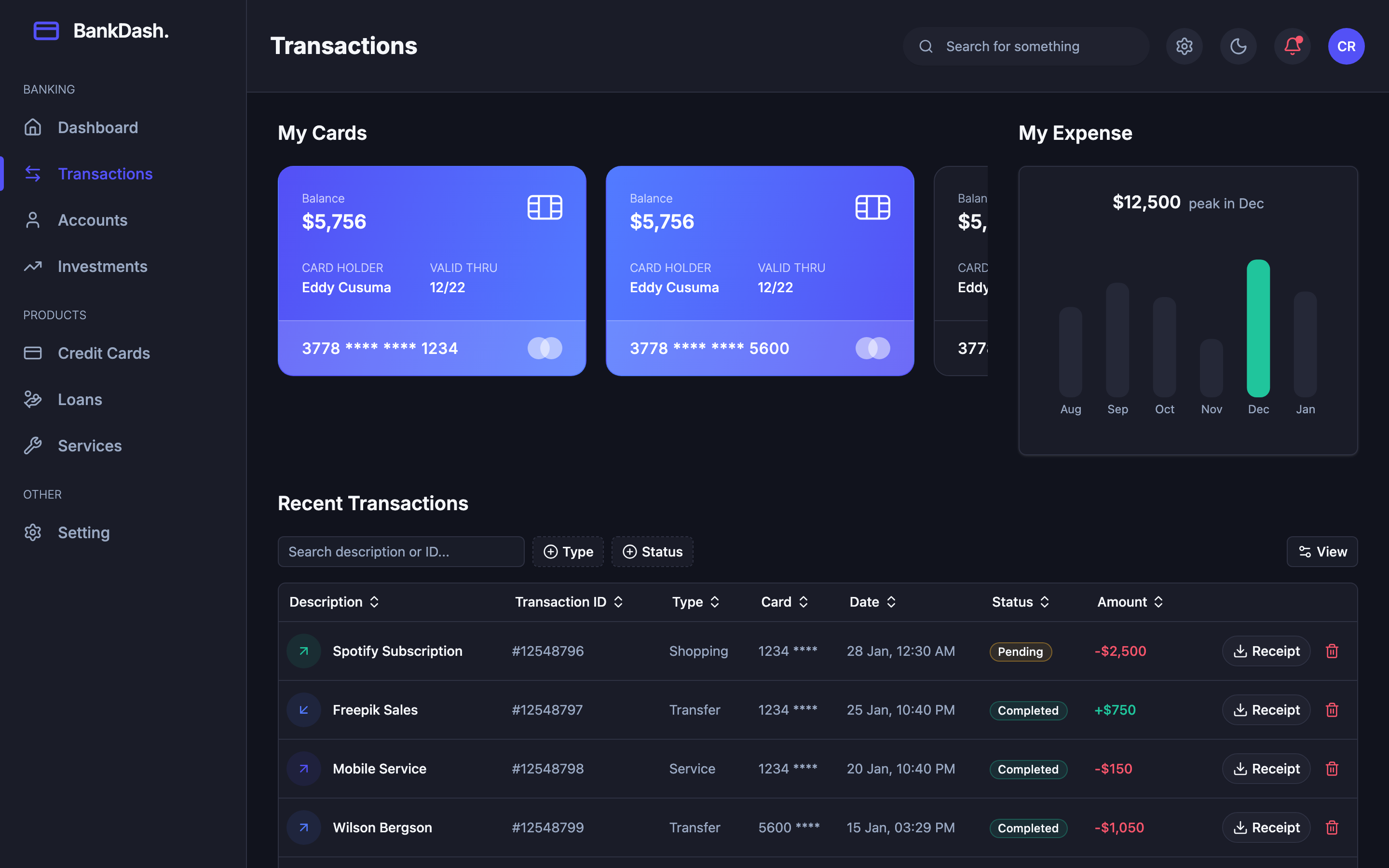BankDash web app template preview 7