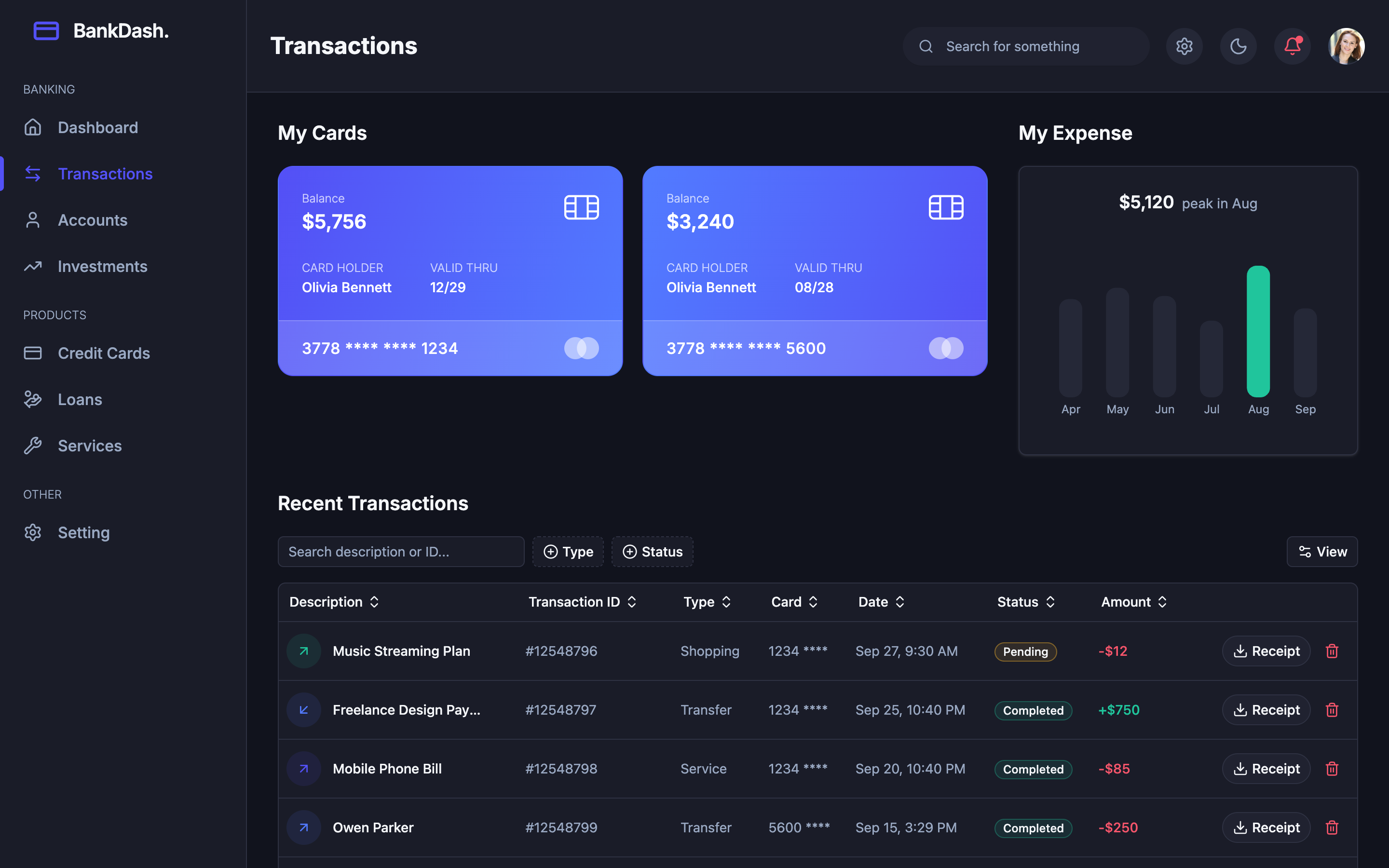 BankDash web app template preview 7