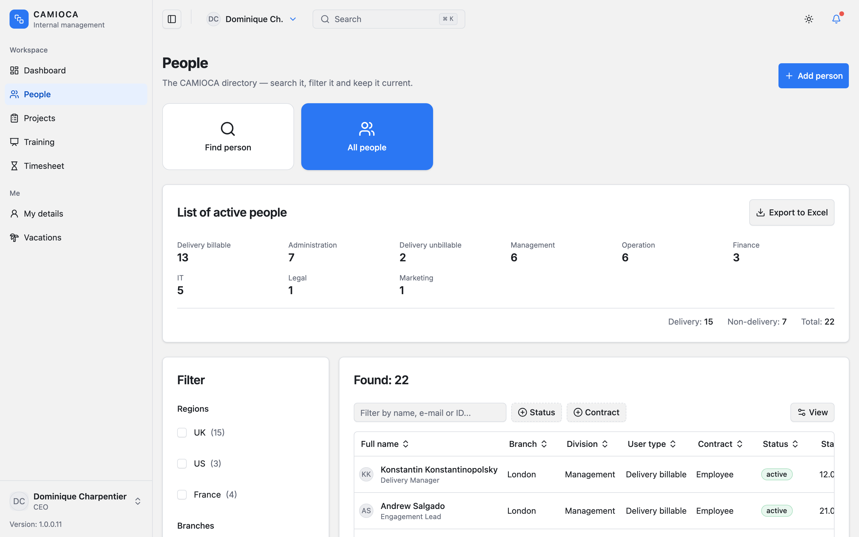 CAMIOCA Internal Management web app template preview 2