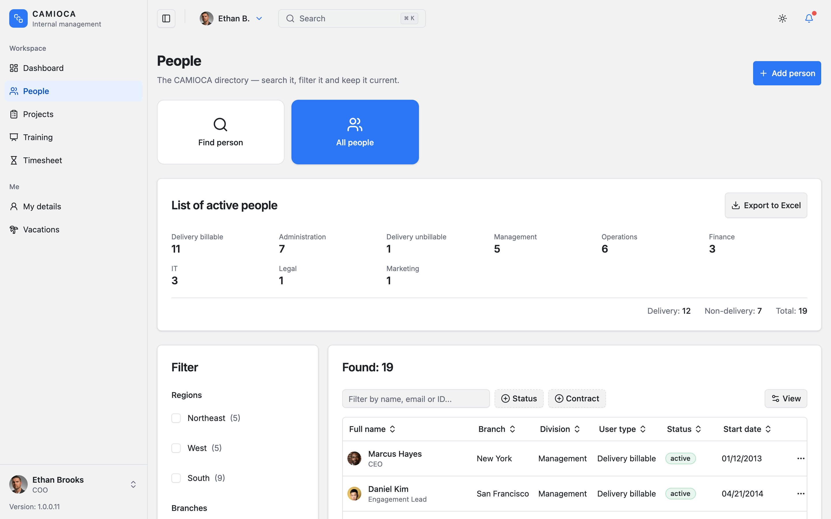 CAMIOCA Internal Management web app template preview 2