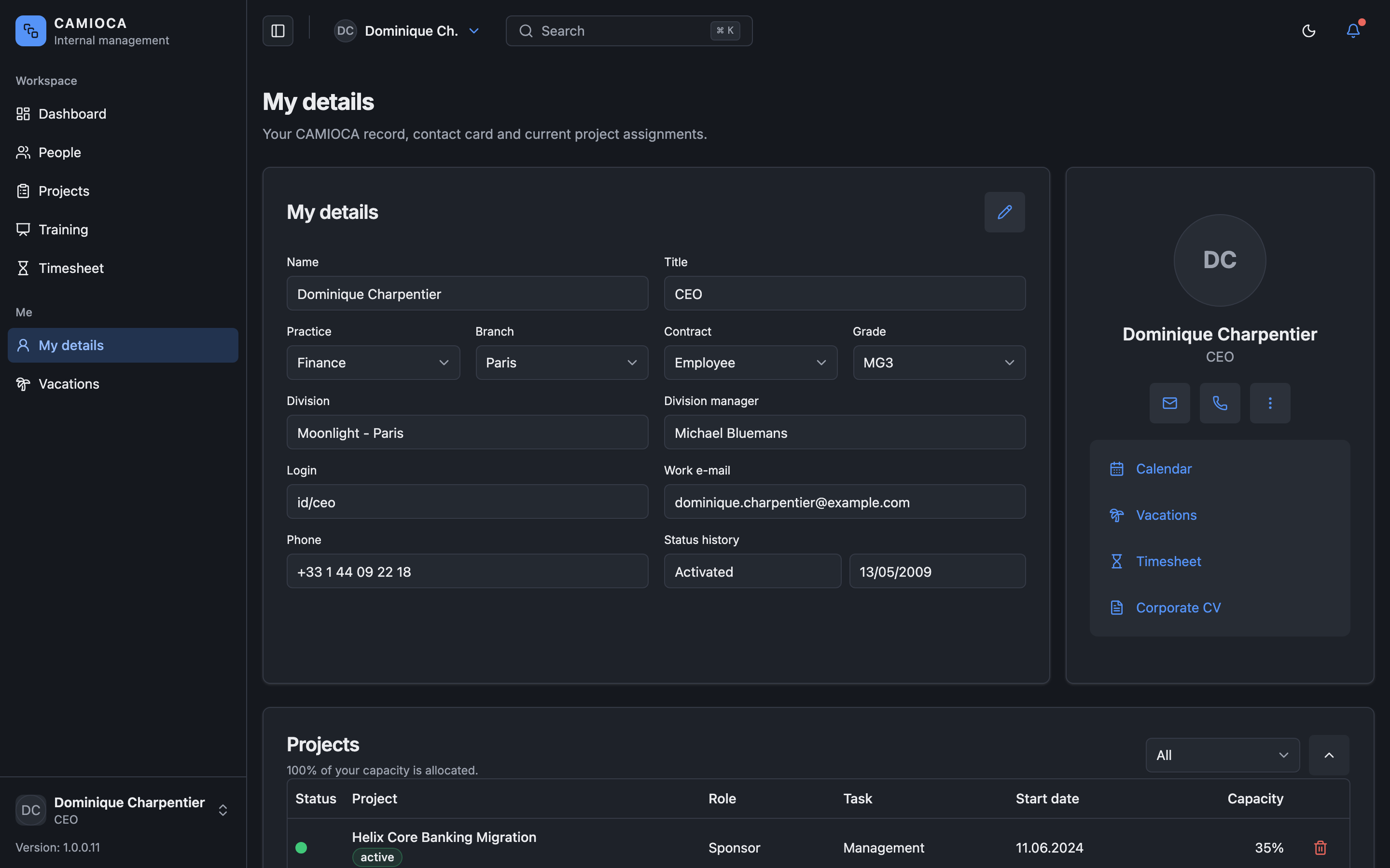 CAMIOCA Internal Management web app template preview 4