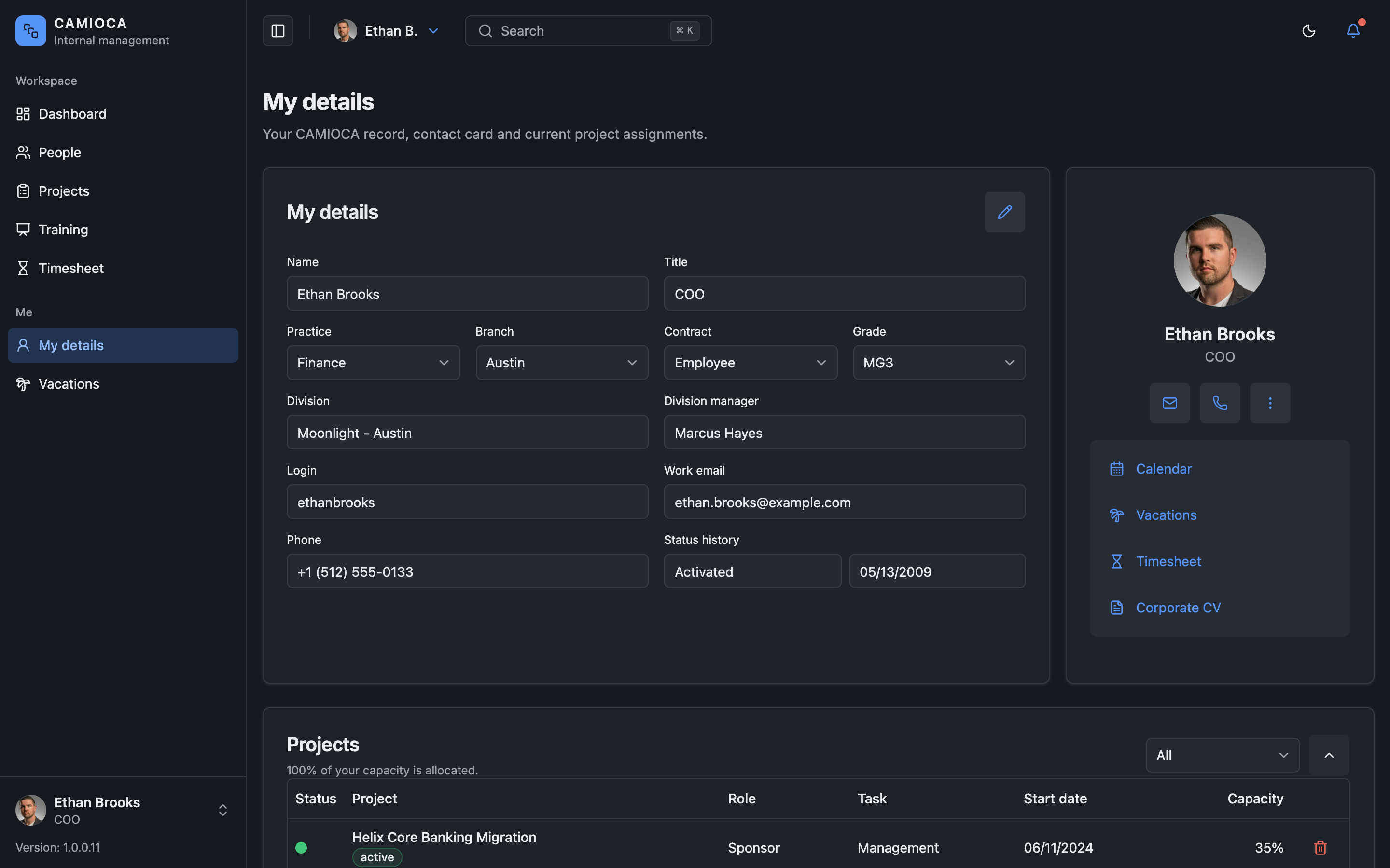 CAMIOCA Internal Management web app template preview 4