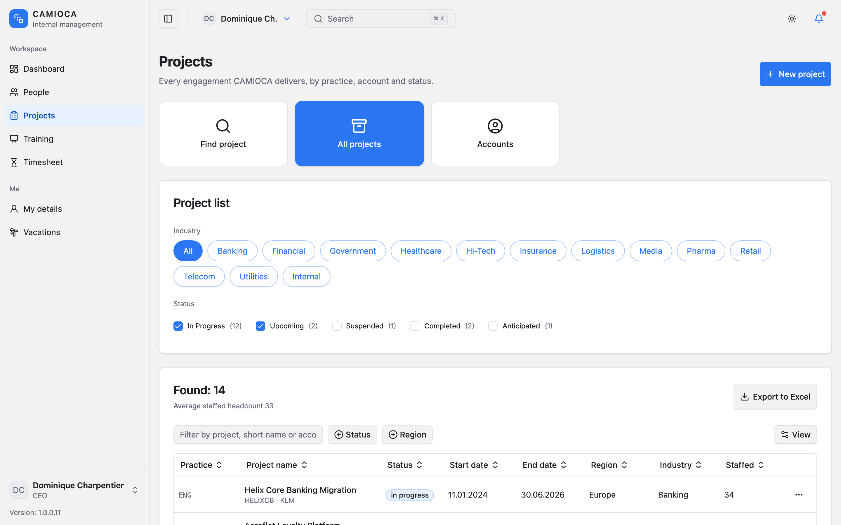 CAMIOCA Internal Management web app template preview 3
