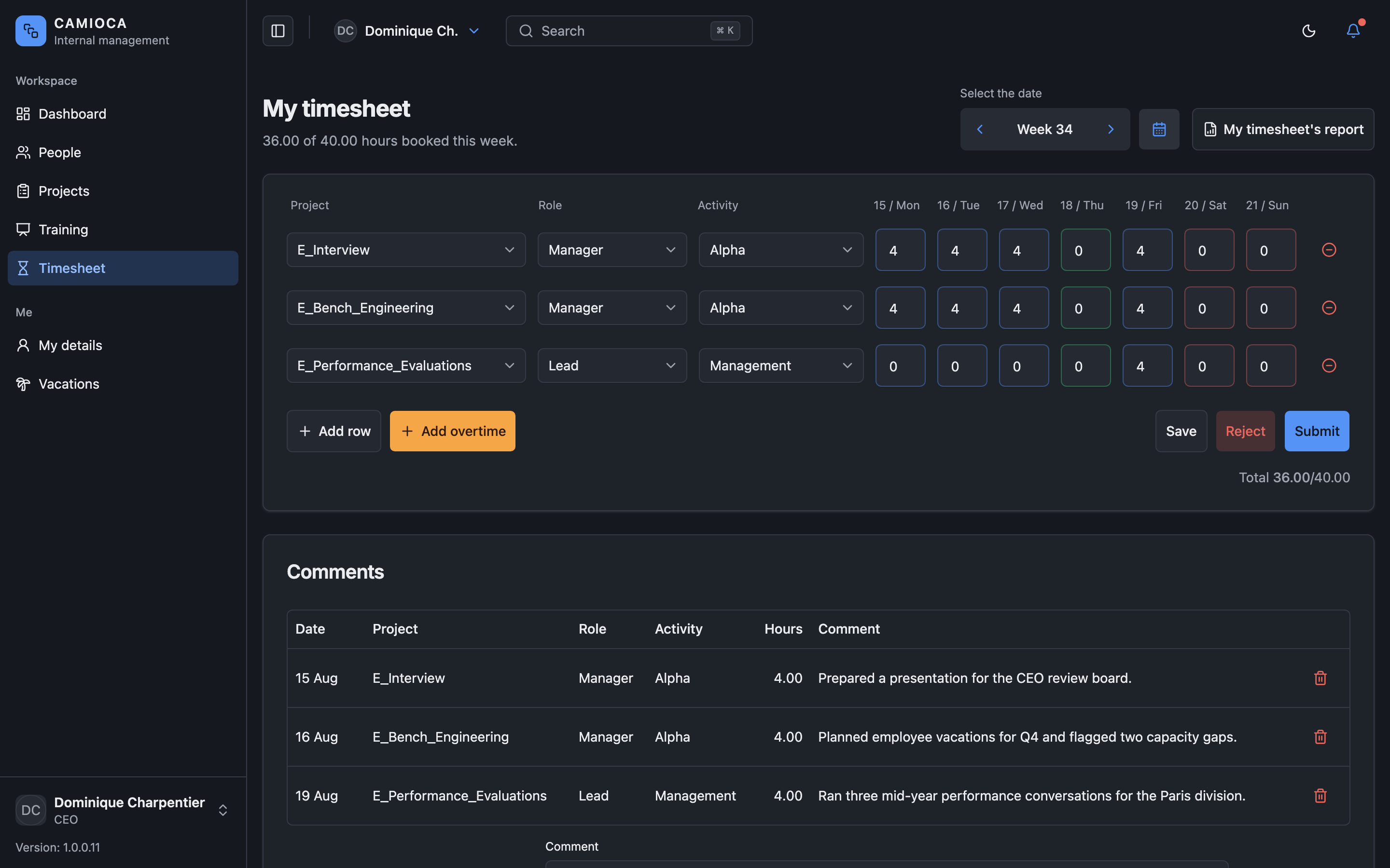 CAMIOCA Internal Management web app template preview 5