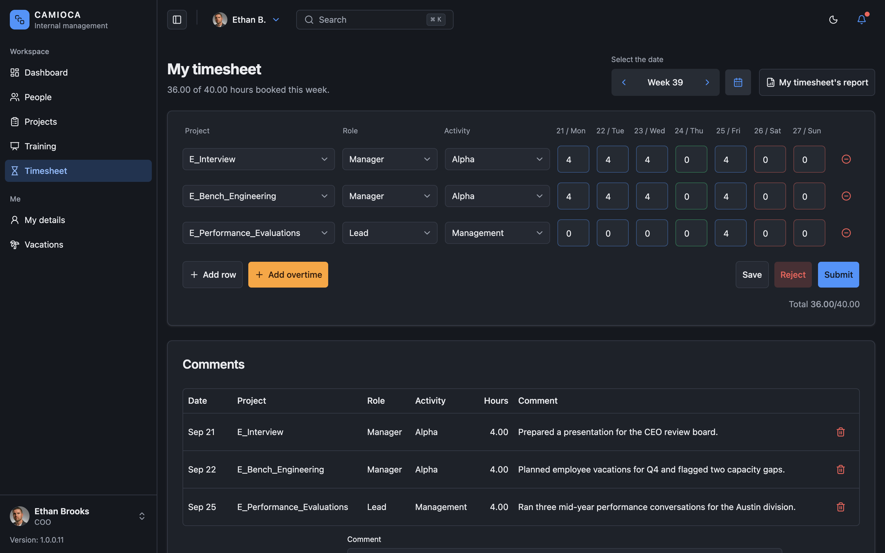 CAMIOCA Internal Management web app template preview 5