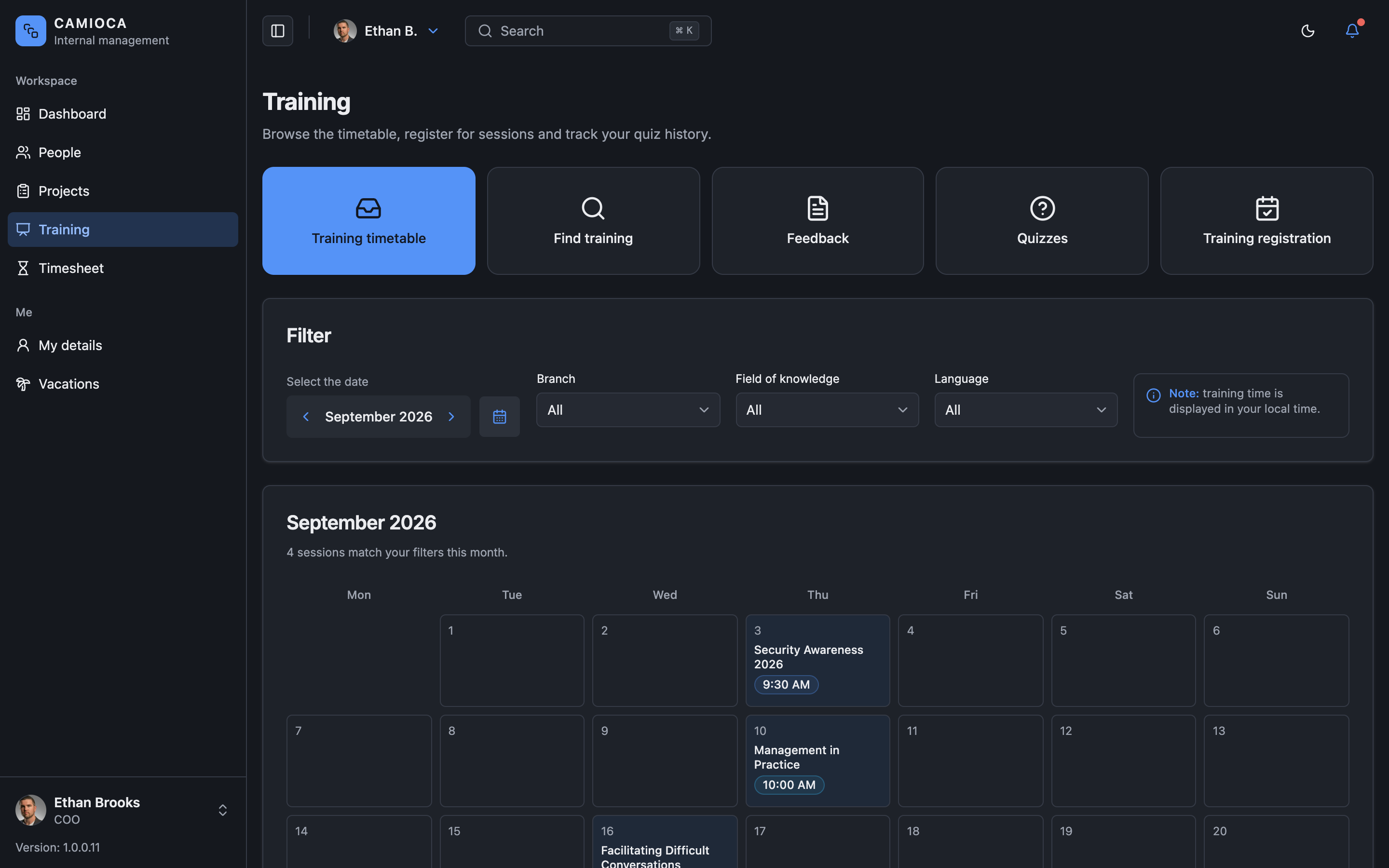 CAMIOCA Internal Management web app template preview 6