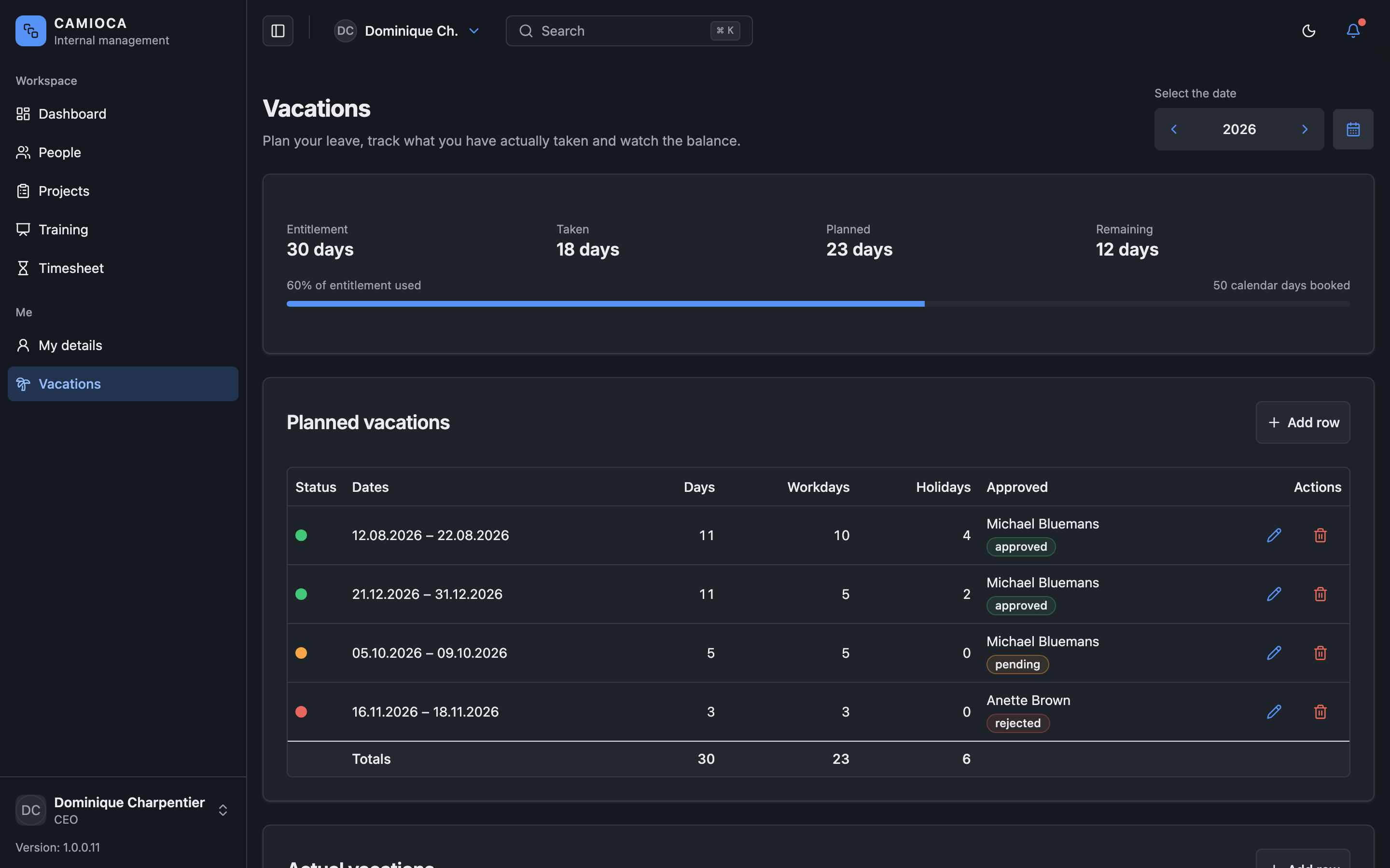CAMIOCA Internal Management web app template preview 7