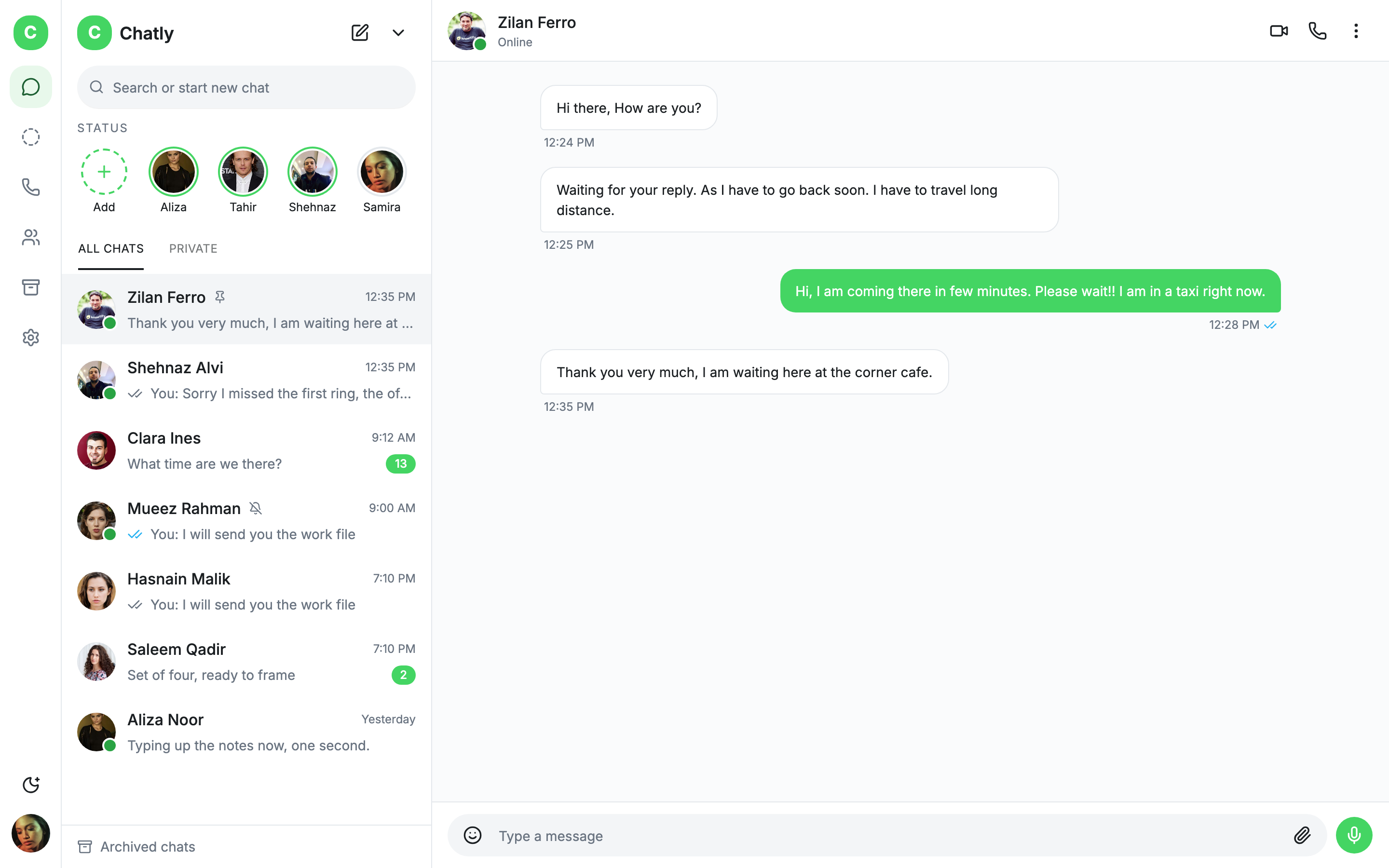 Chatly — Messaging App web app template preview