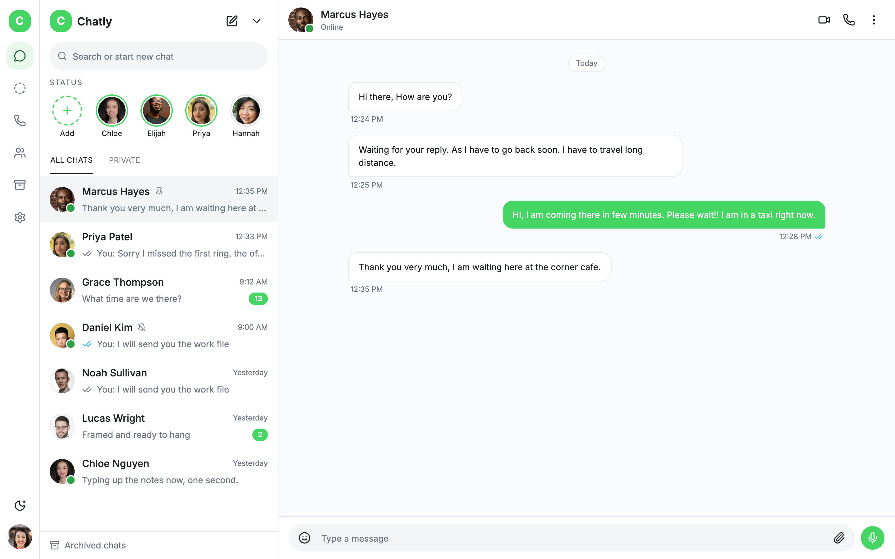 Chatly — Messaging App web app template preview
