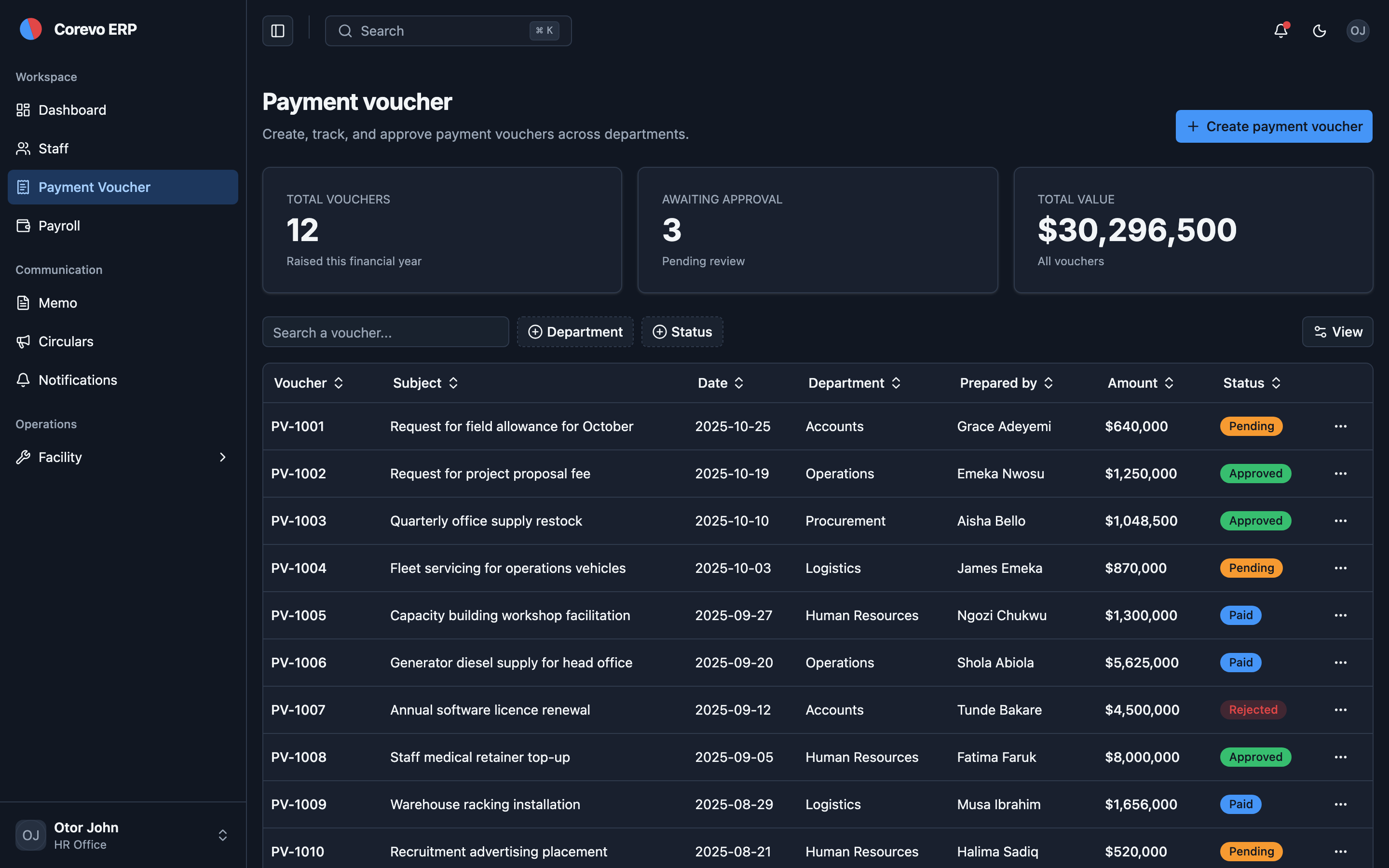 Corevo ERP web app template preview 6