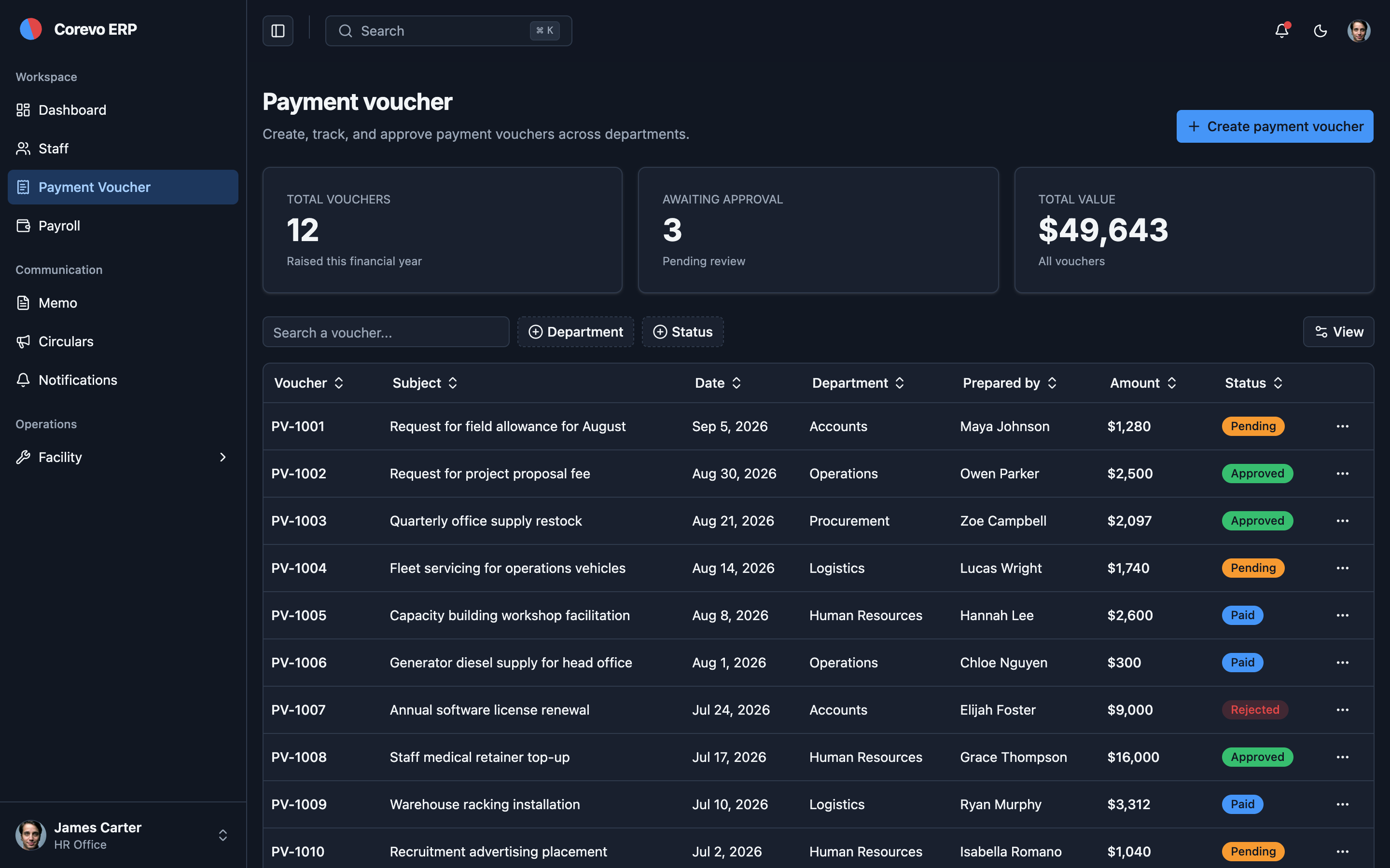 Corevo ERP web app template preview 6