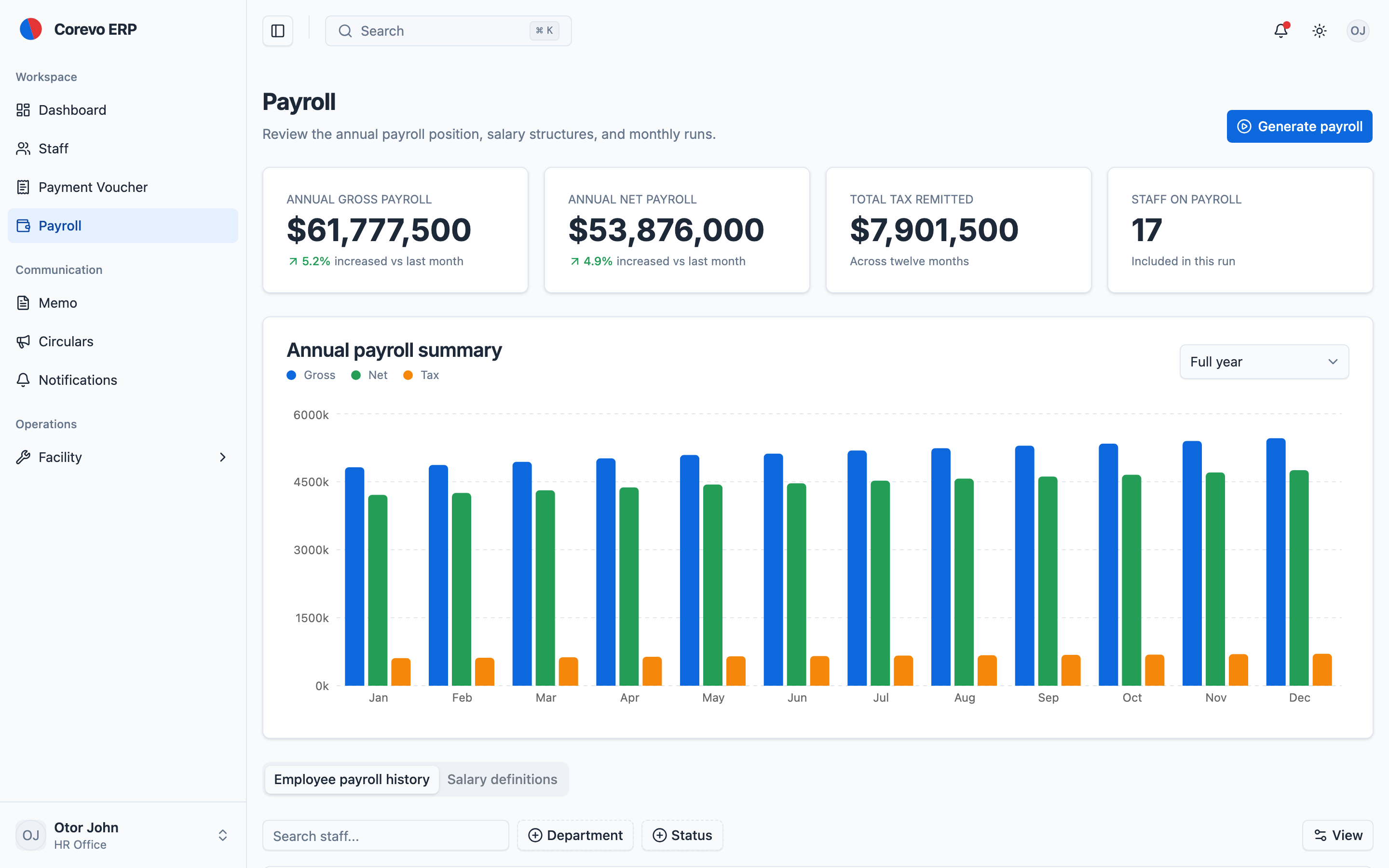 Corevo ERP web app template preview 2