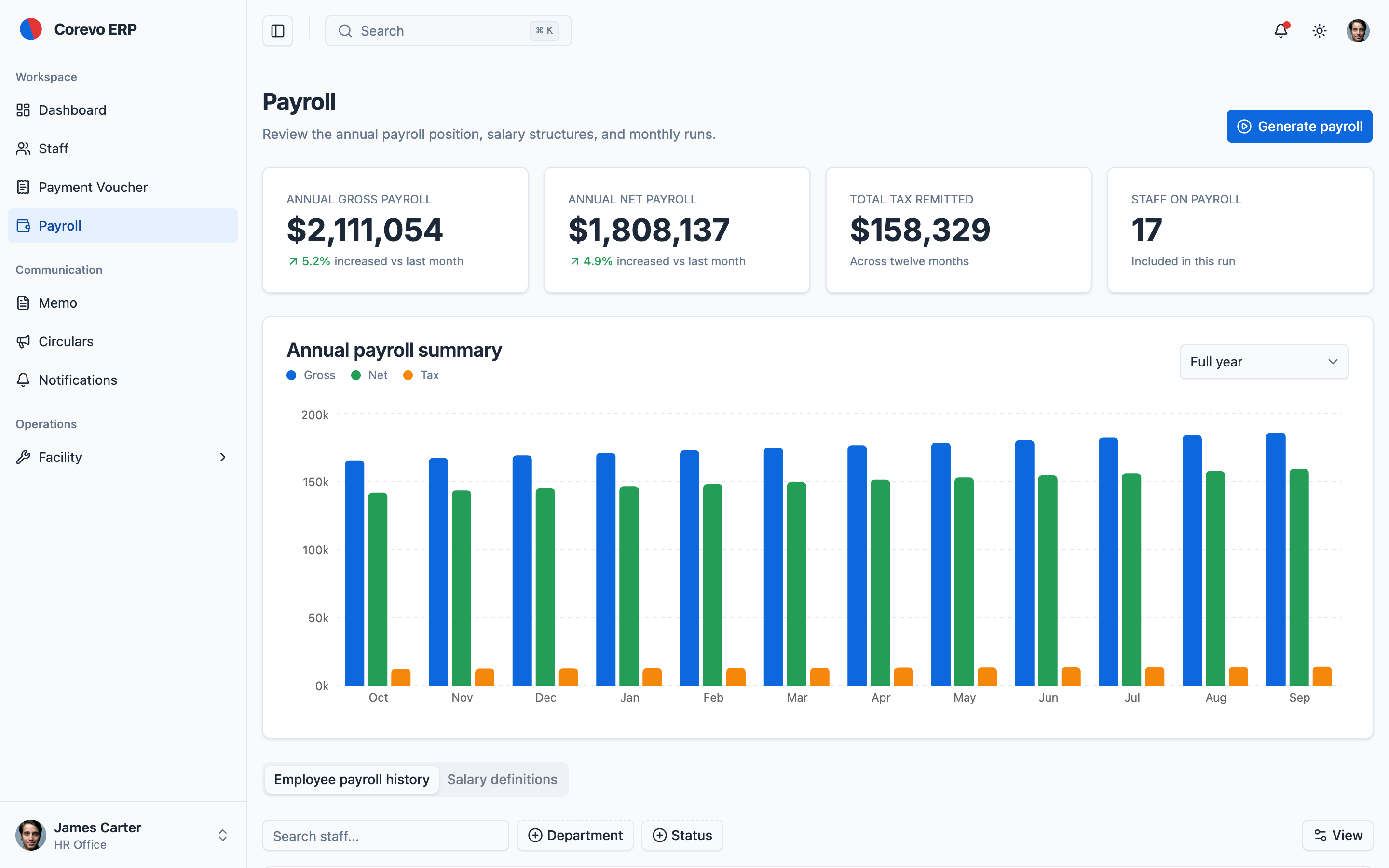 Corevo ERP web app template preview 2