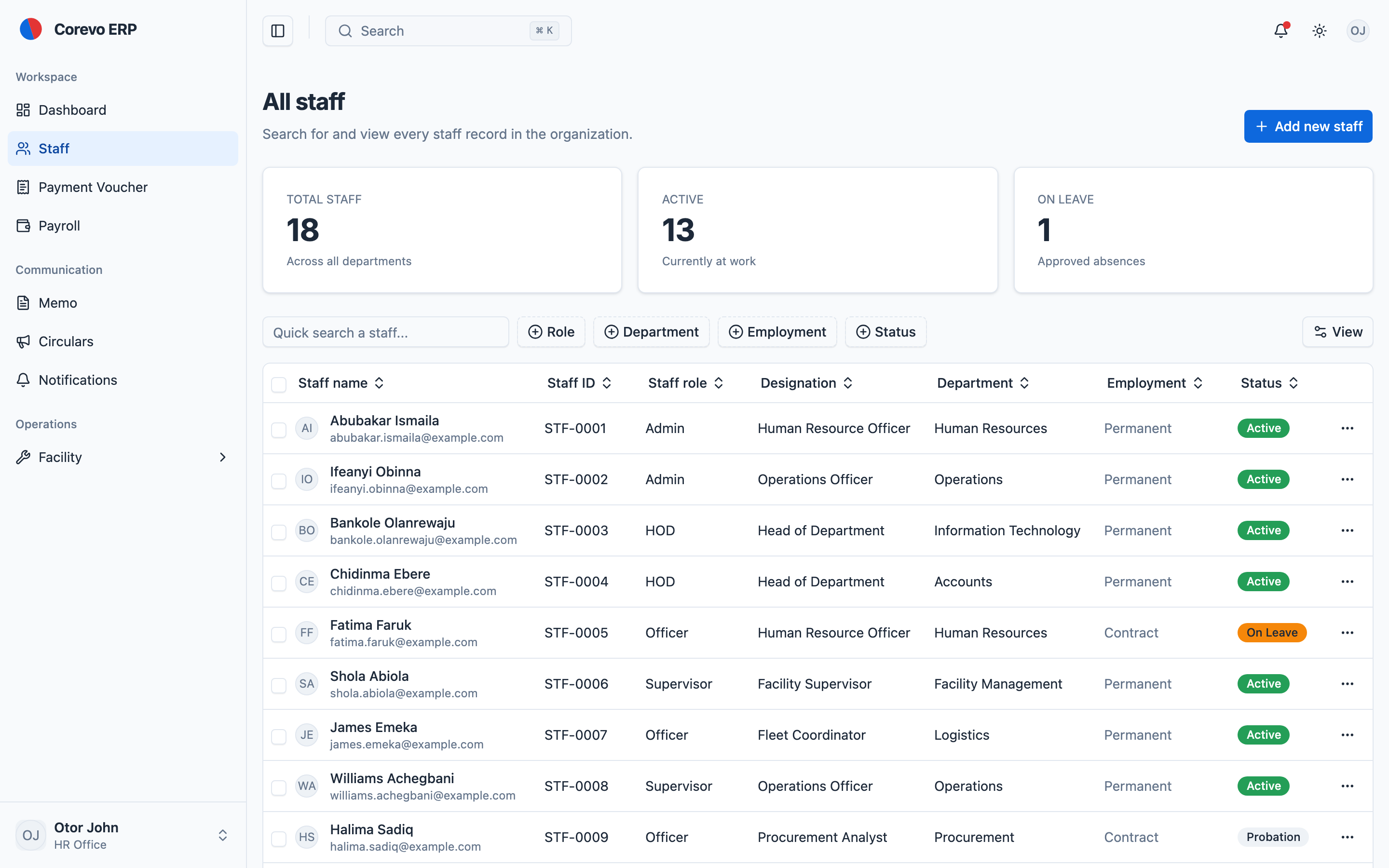 Corevo ERP web app template preview 3