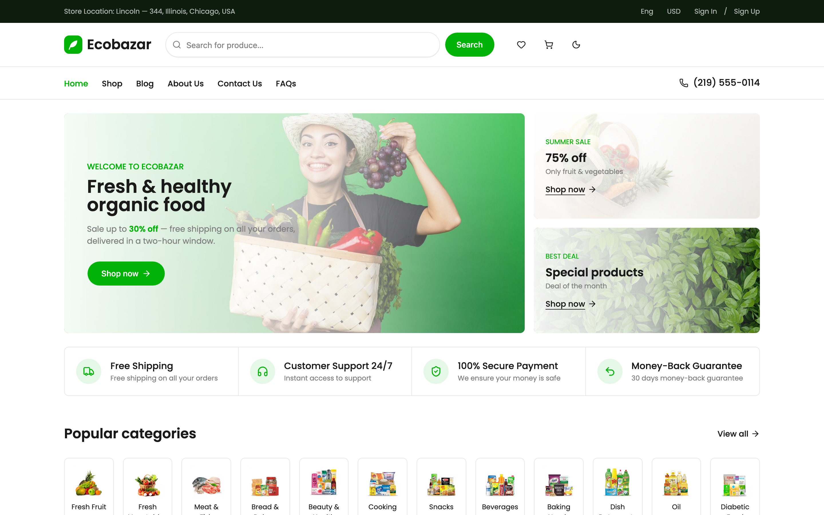 Ecobazar web app template preview