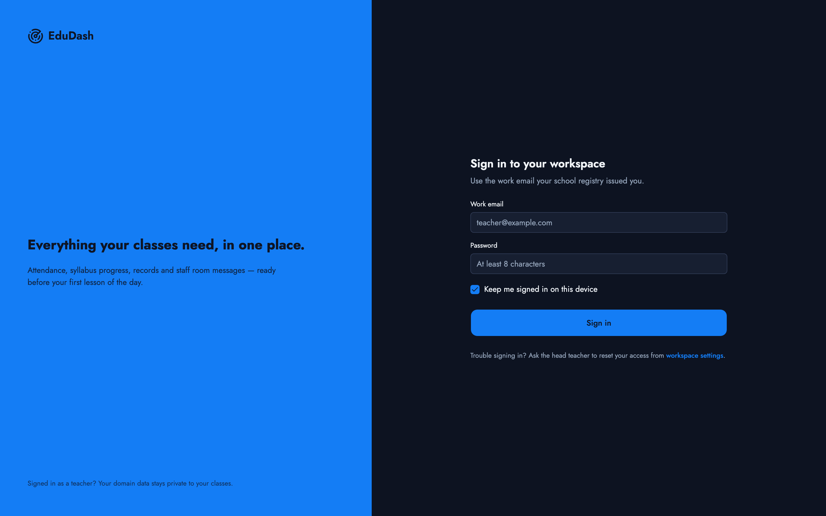 EduDash — Teacher Dashboard web app template preview 6