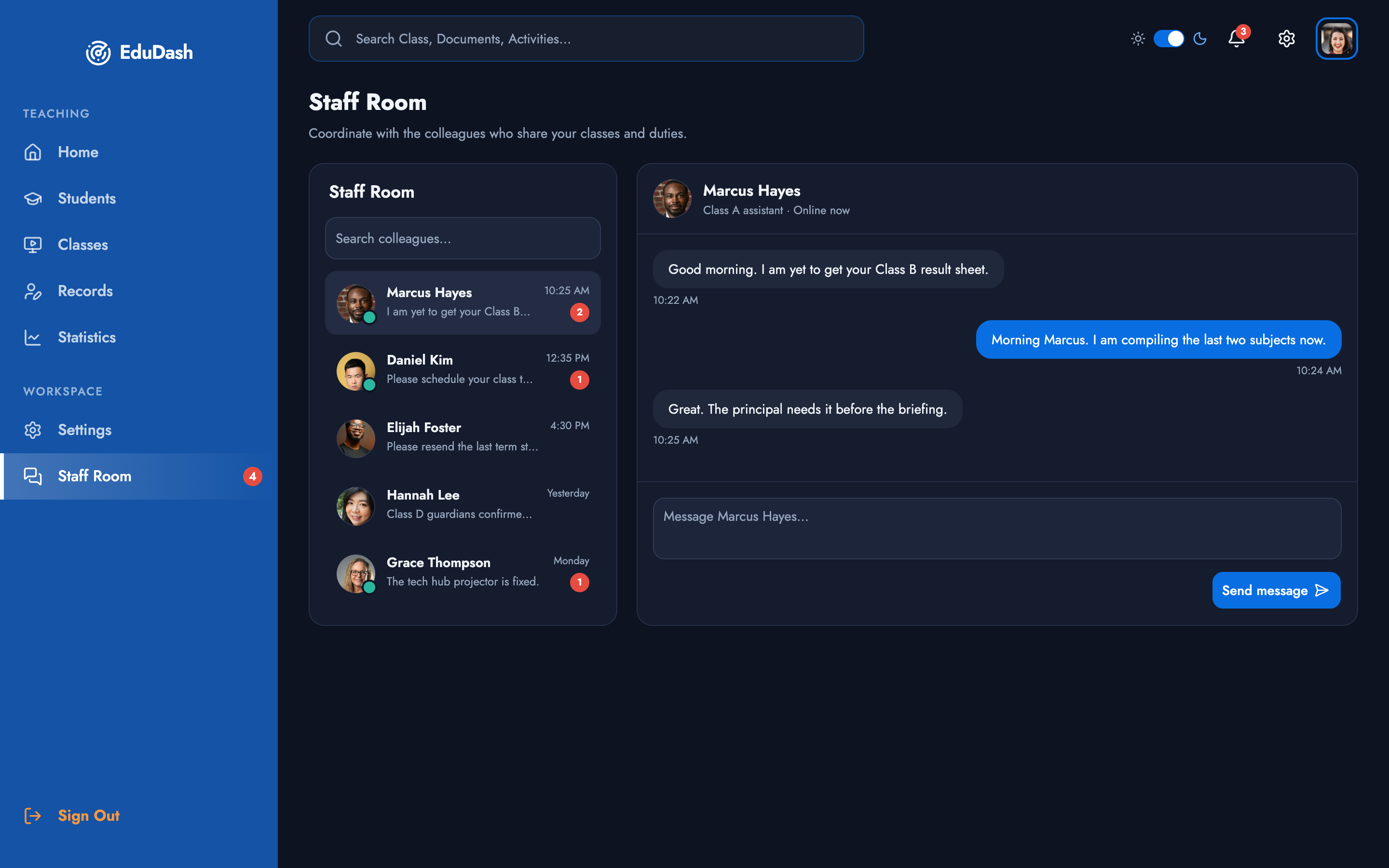 EduDash — Teacher Dashboard web app template preview 7