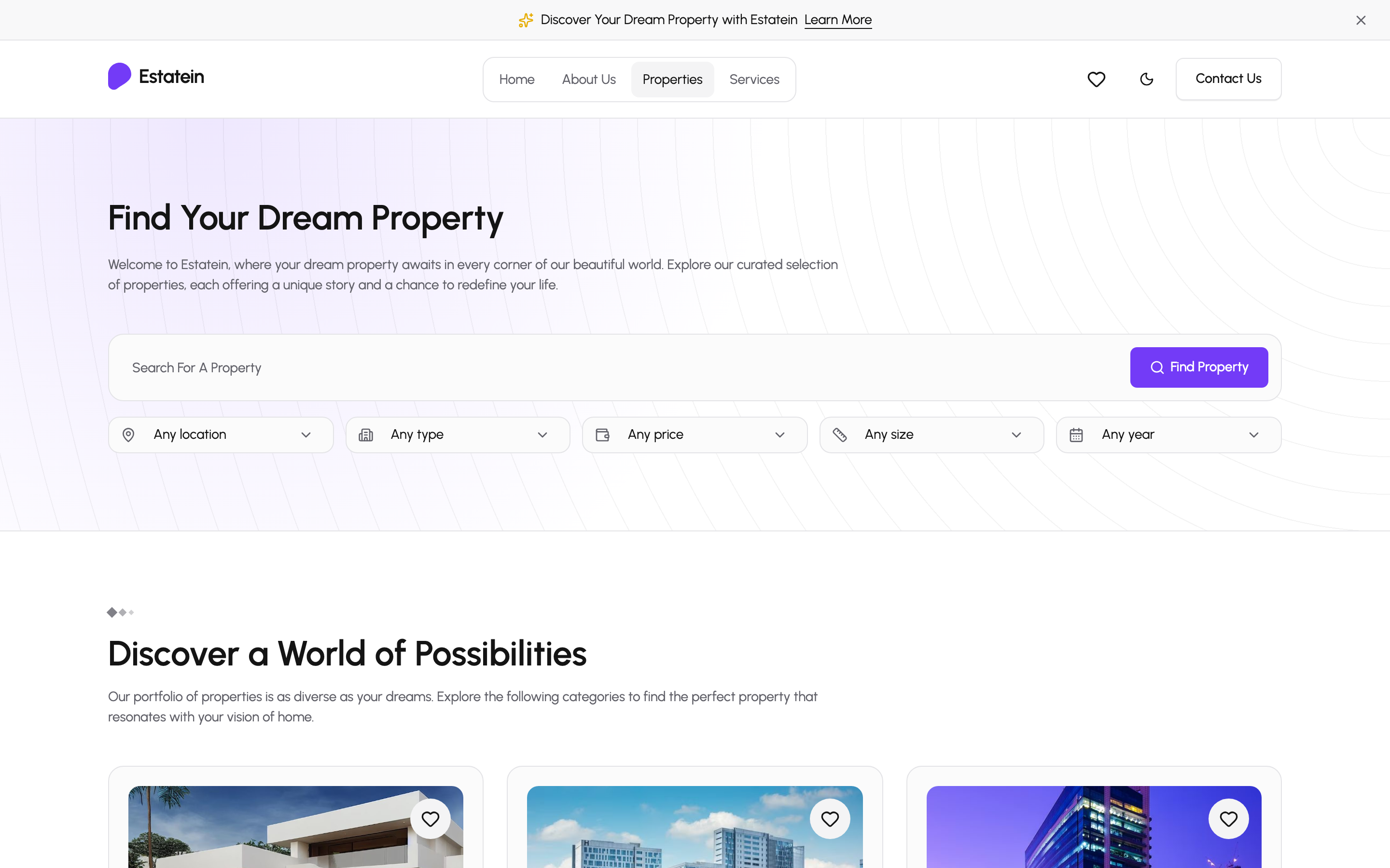 Estatein web app template preview 2