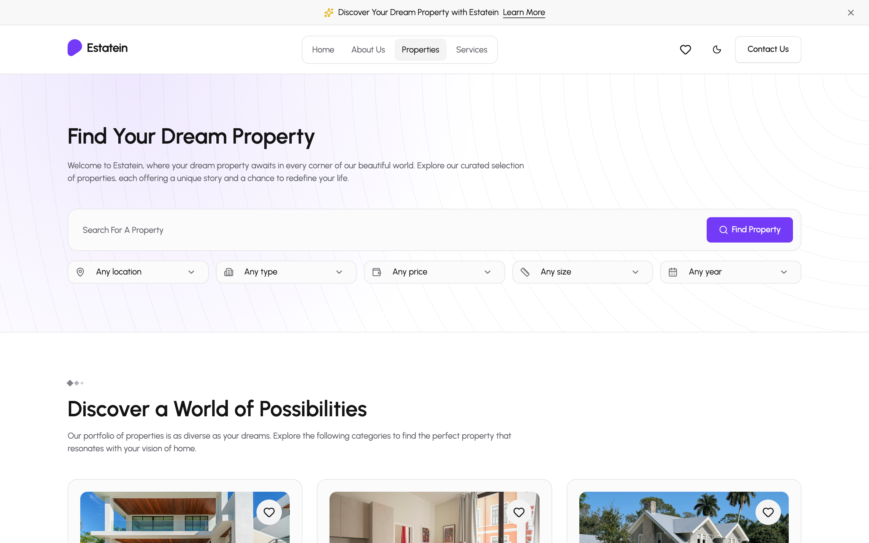 Estatein web app template preview 2