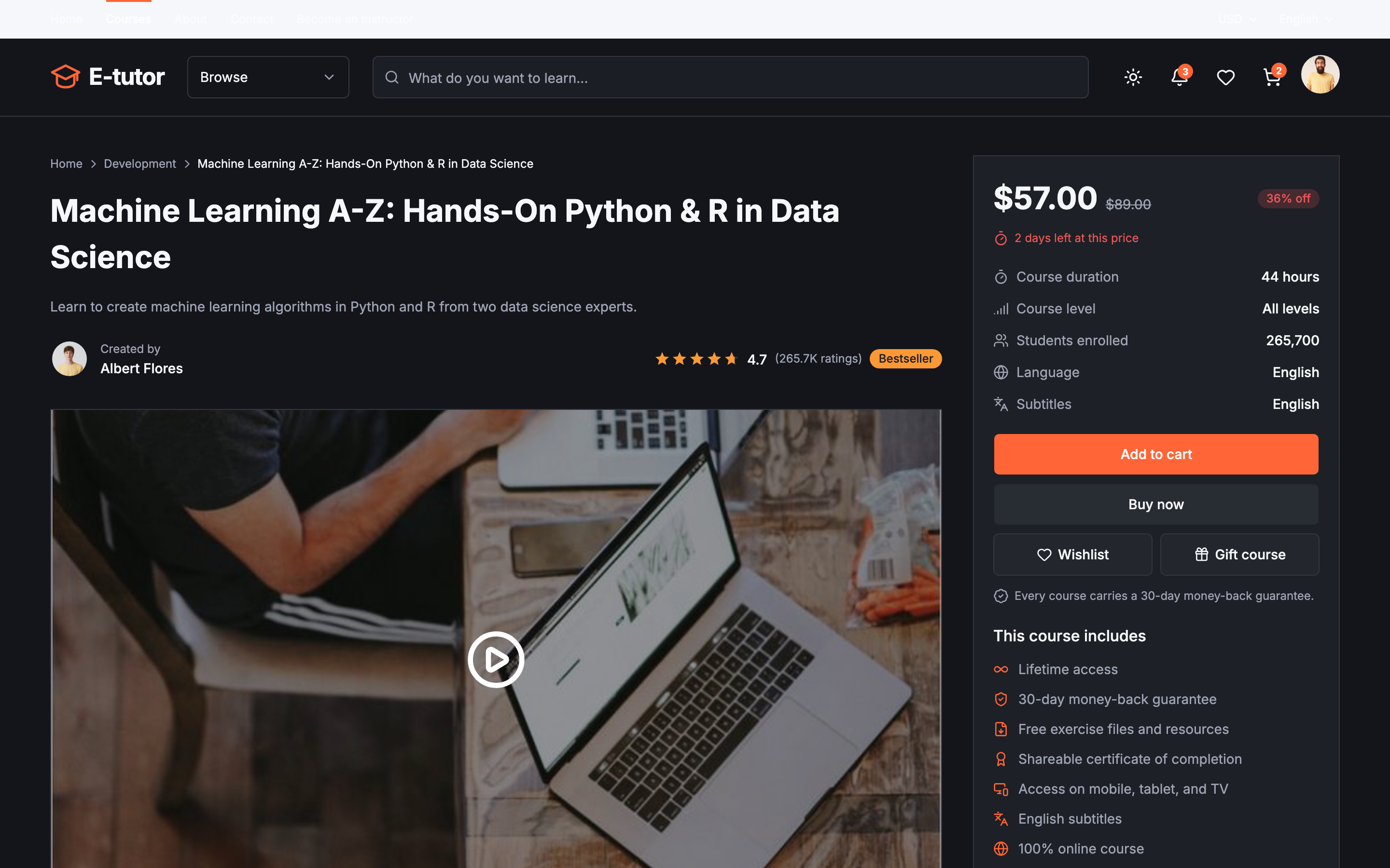 E-tutor web app template preview 5
