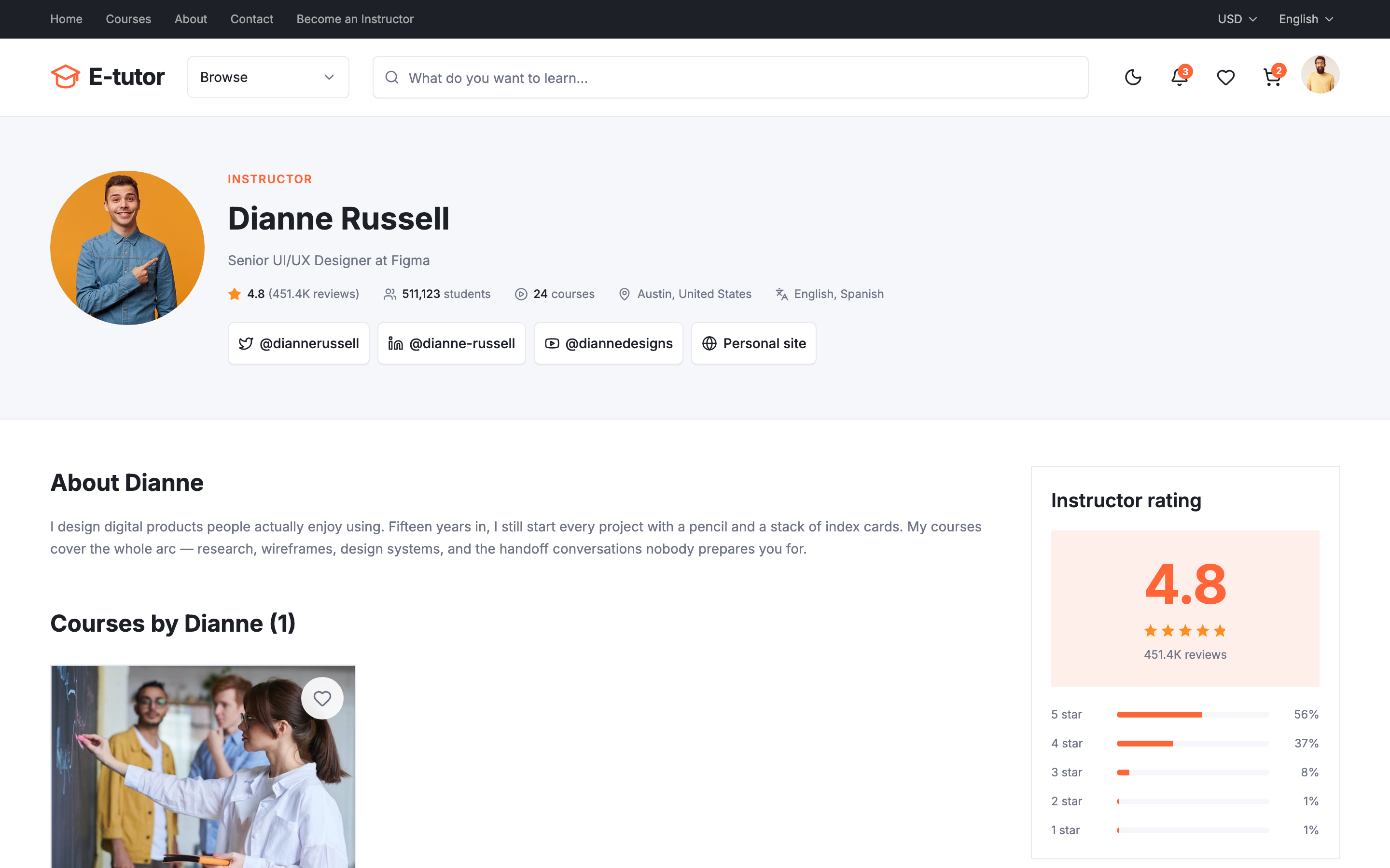 E-tutor web app template preview 4
