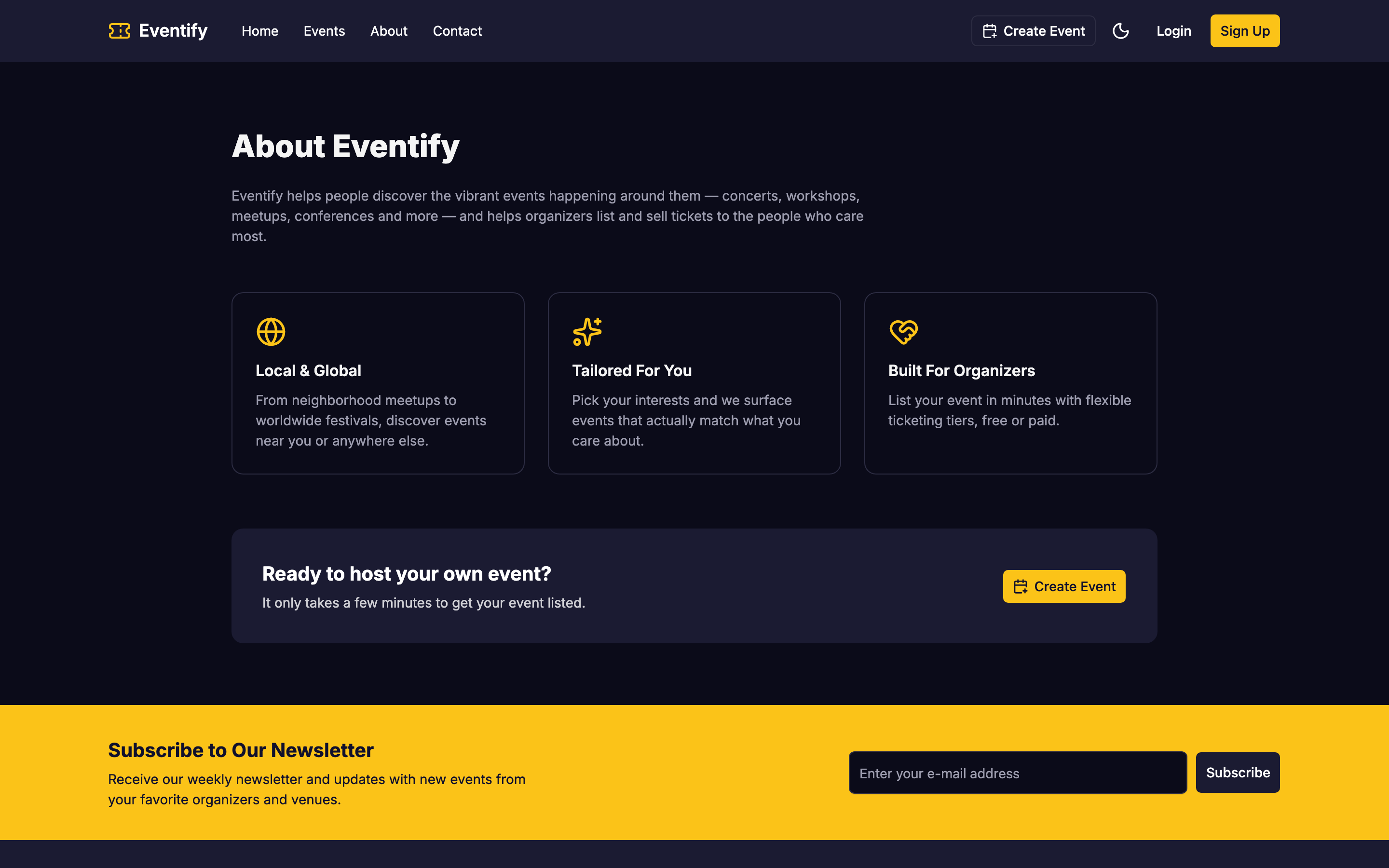 Eventify web app template preview 4