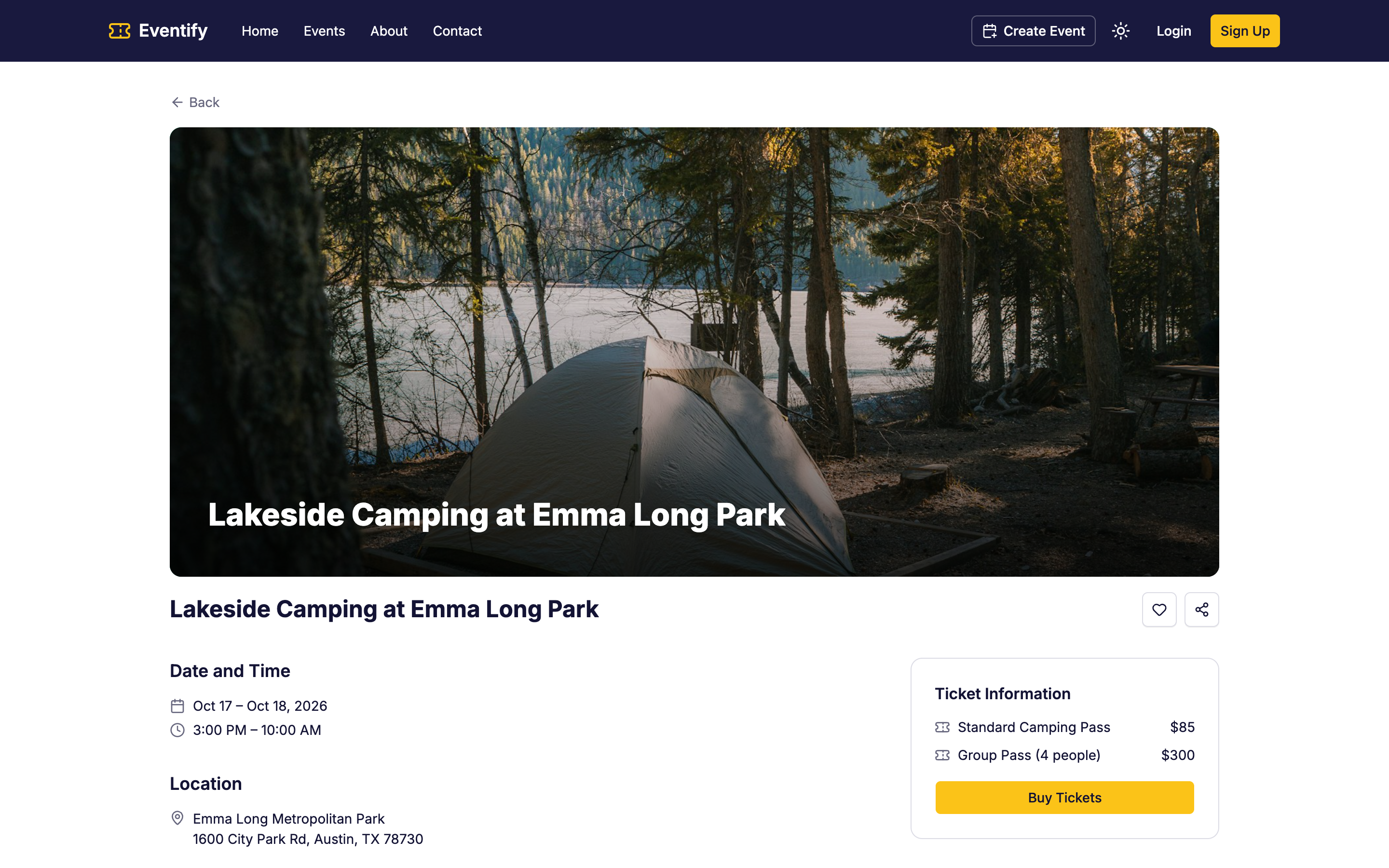 Eventify web app template preview 2