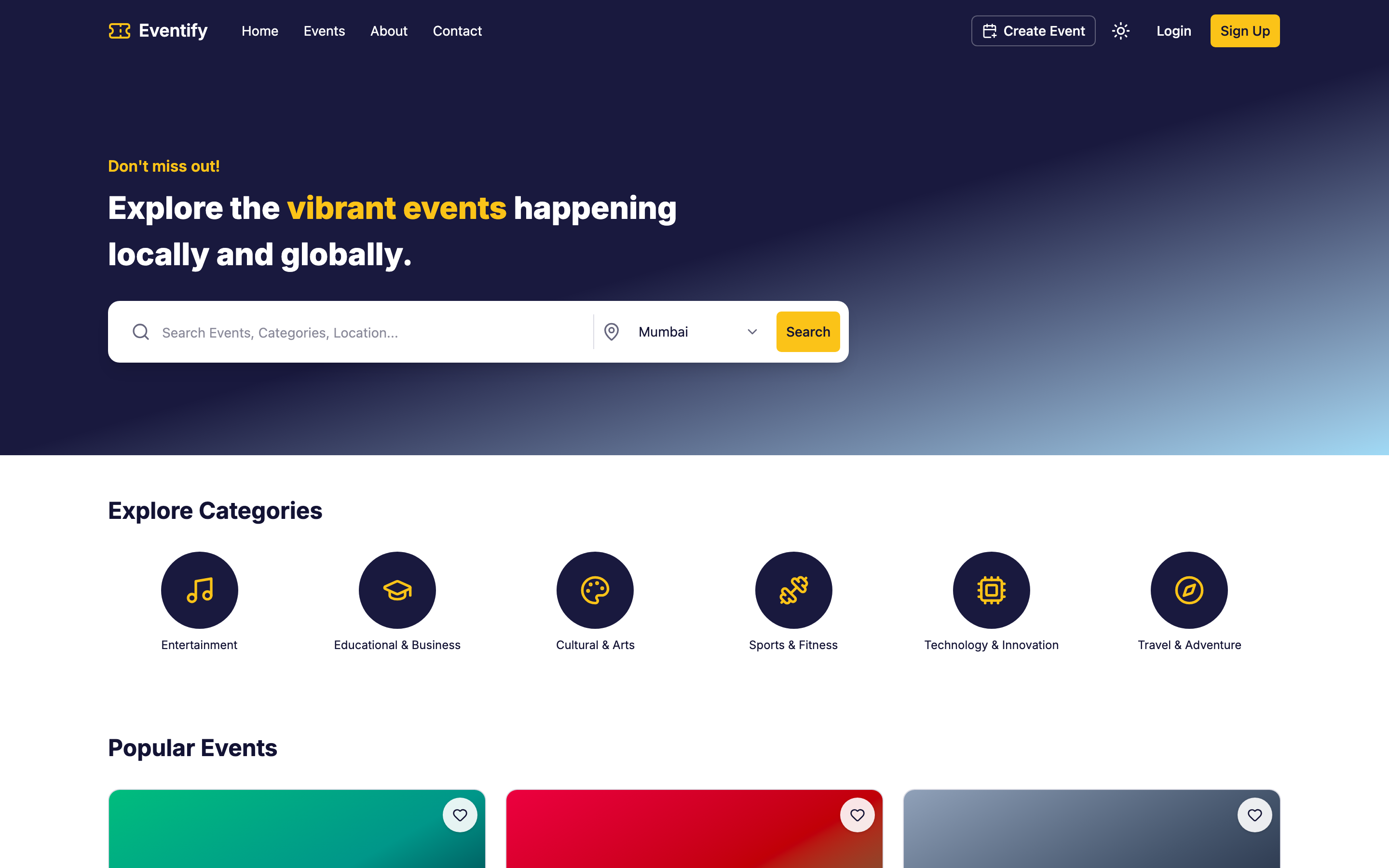 Eventify web app template preview