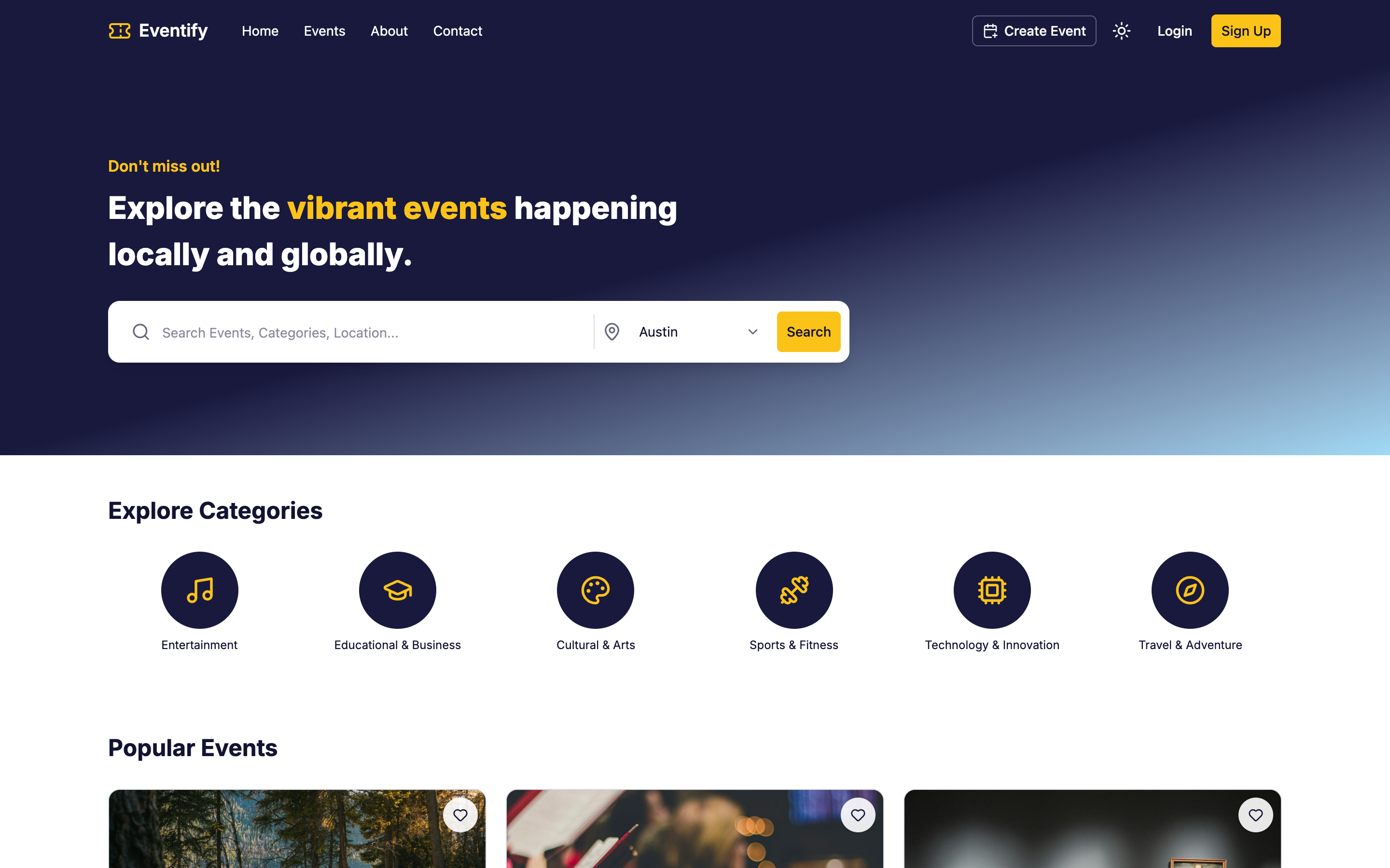 Eventify web app template preview