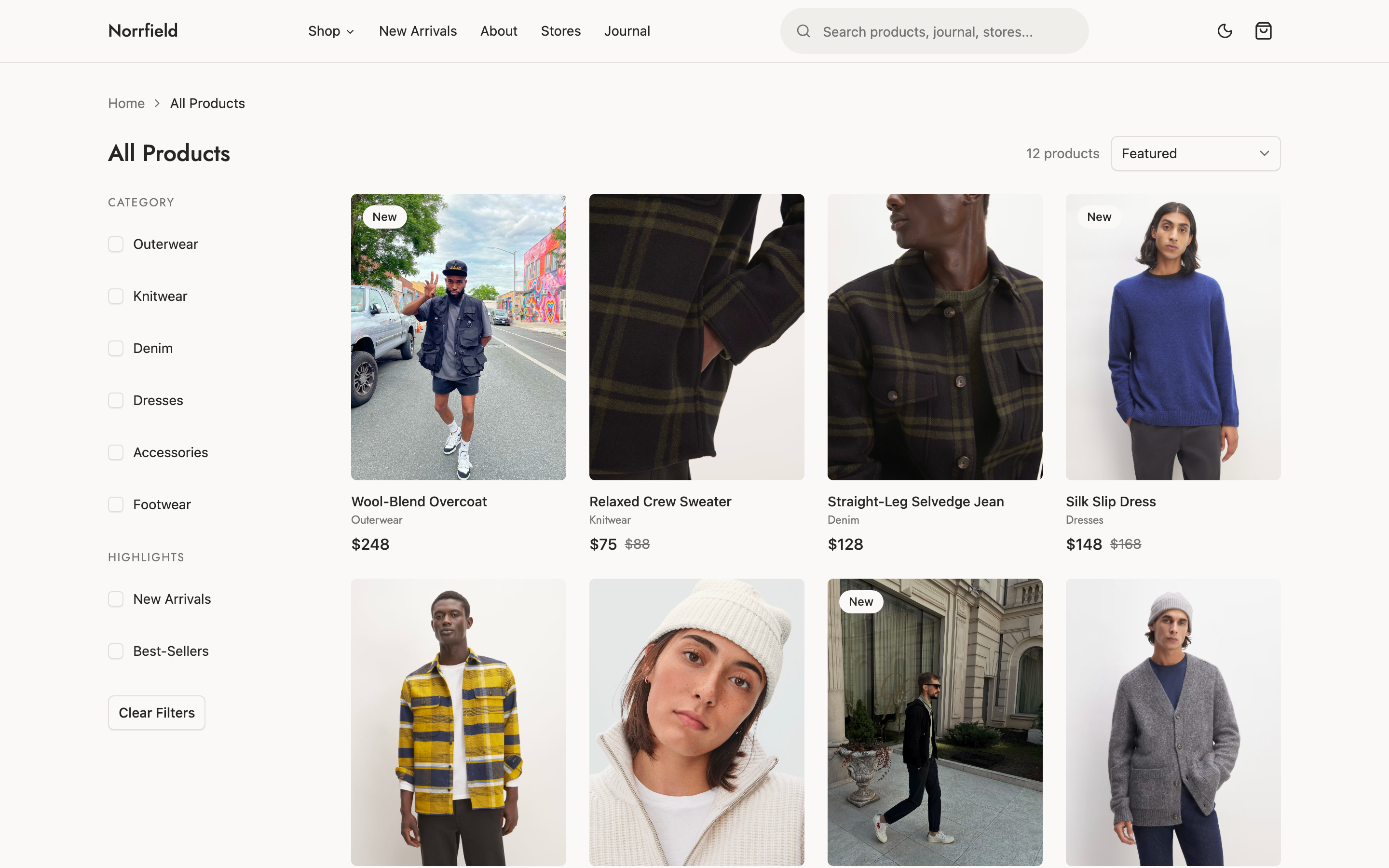 Norrfield web app template preview 2