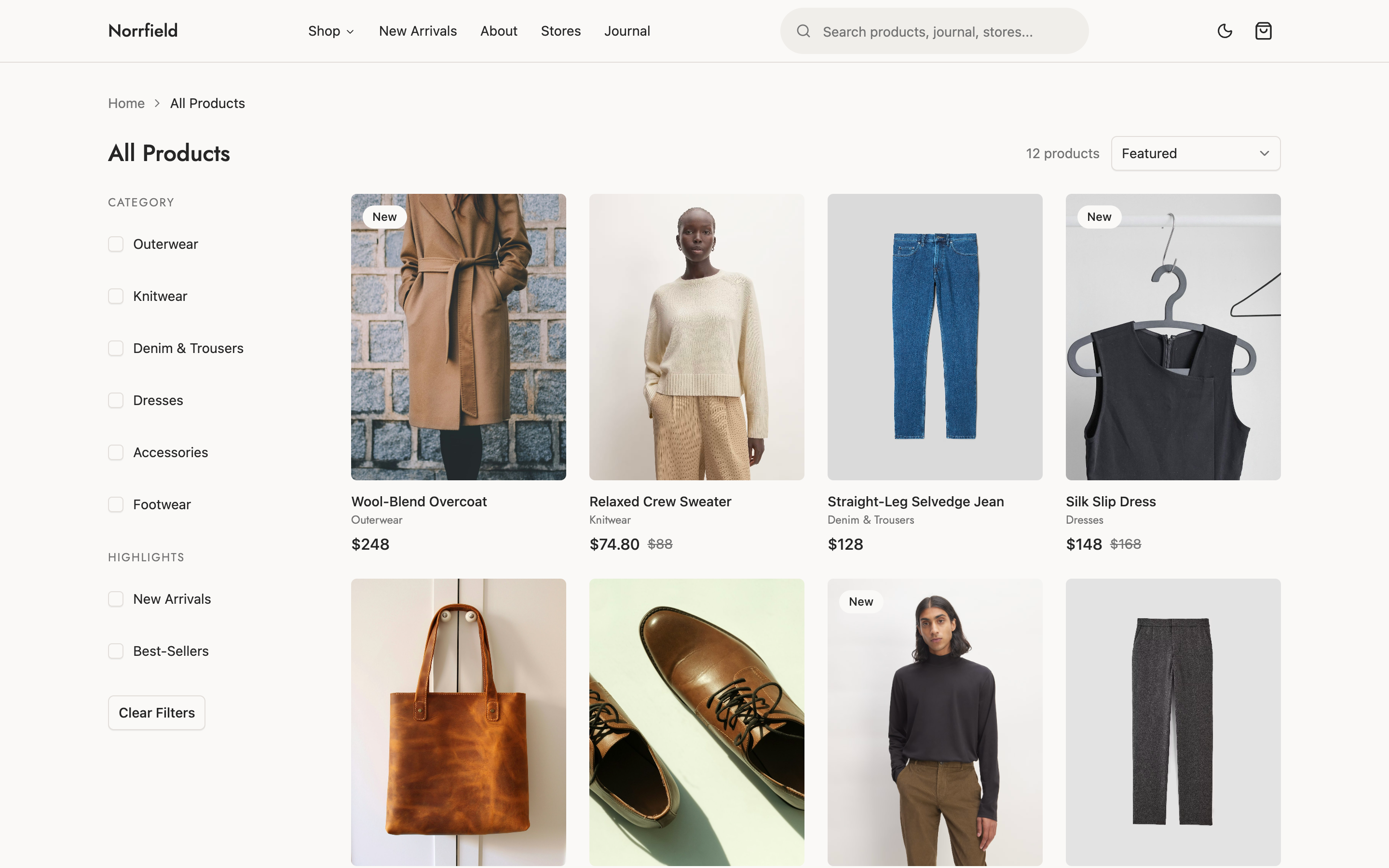 Norrfield web app template preview 2