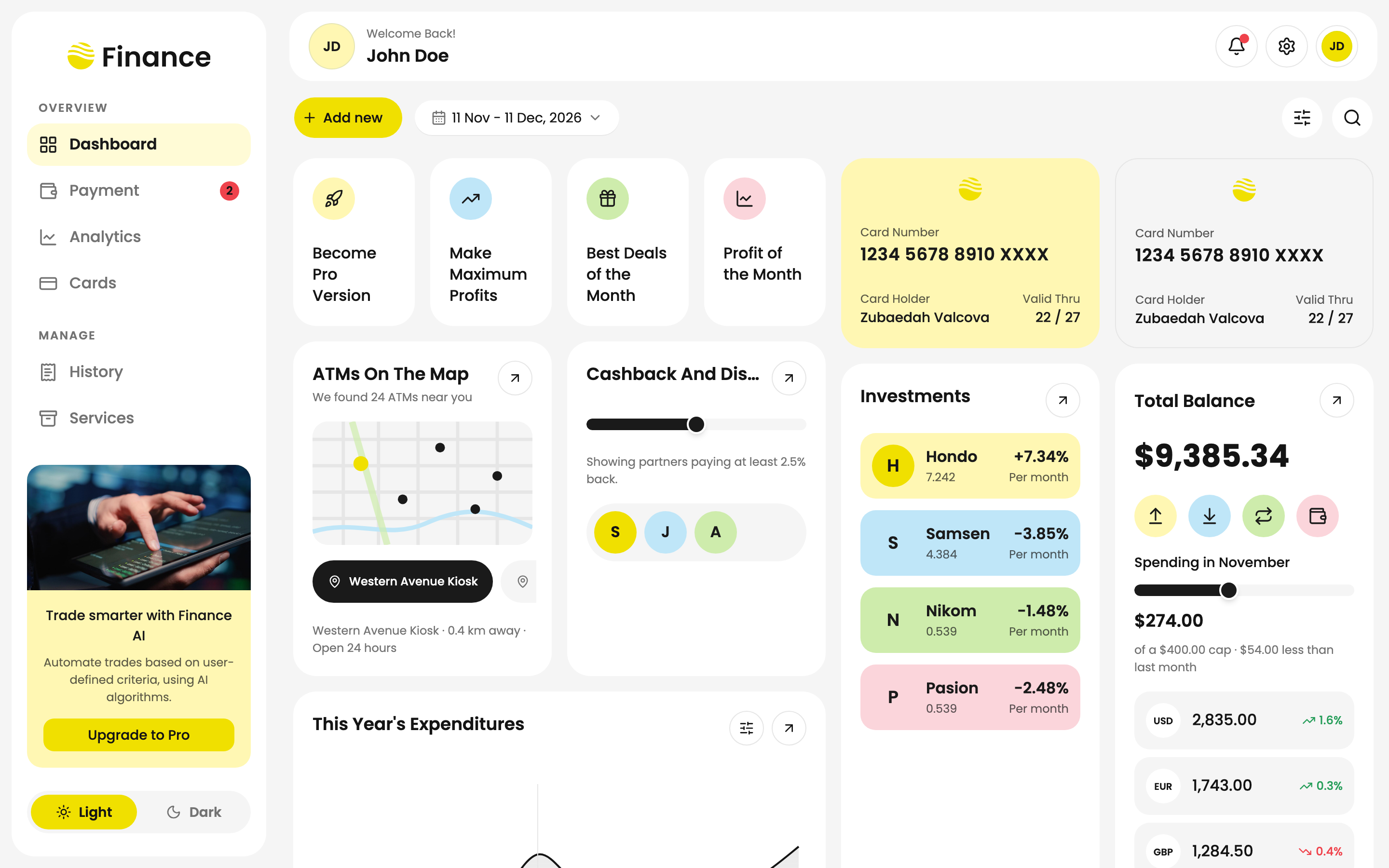 Finance Expert — Personal Banking Dashboard web app template preview