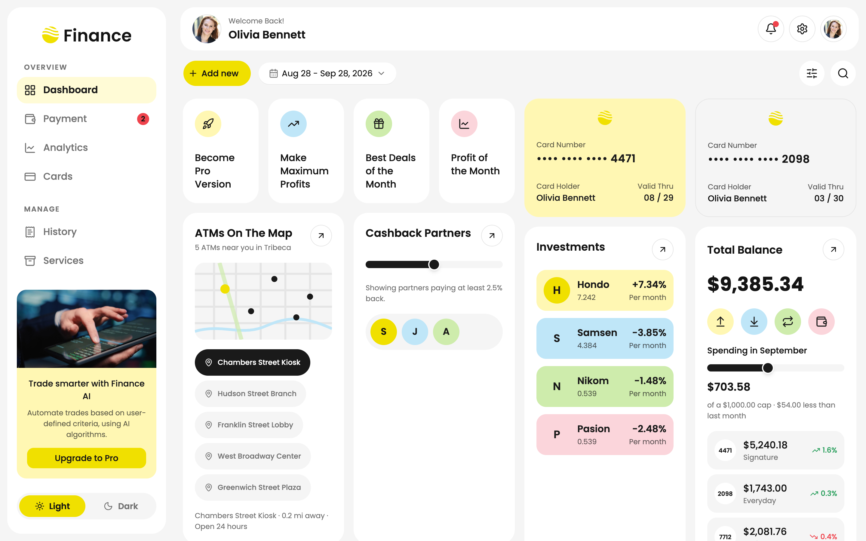 Finance Expert — Personal Banking Dashboard web app template preview