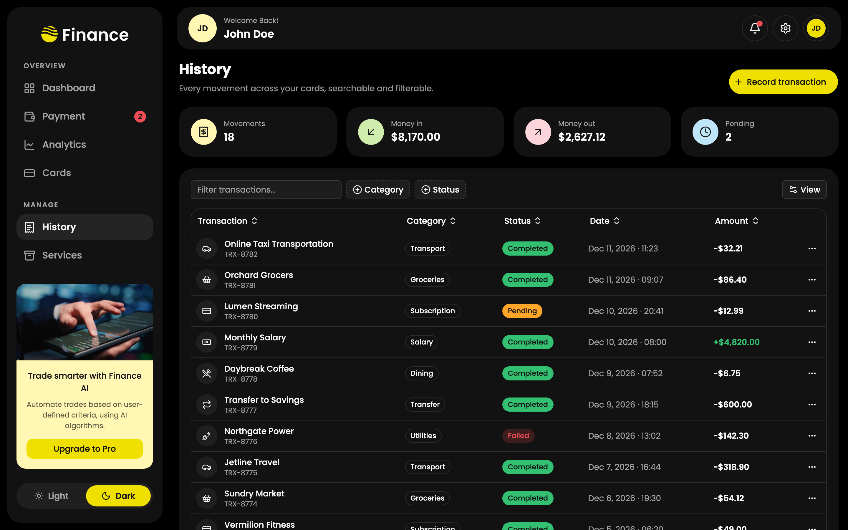 Finance Expert — Personal Banking Dashboard web app template preview 4