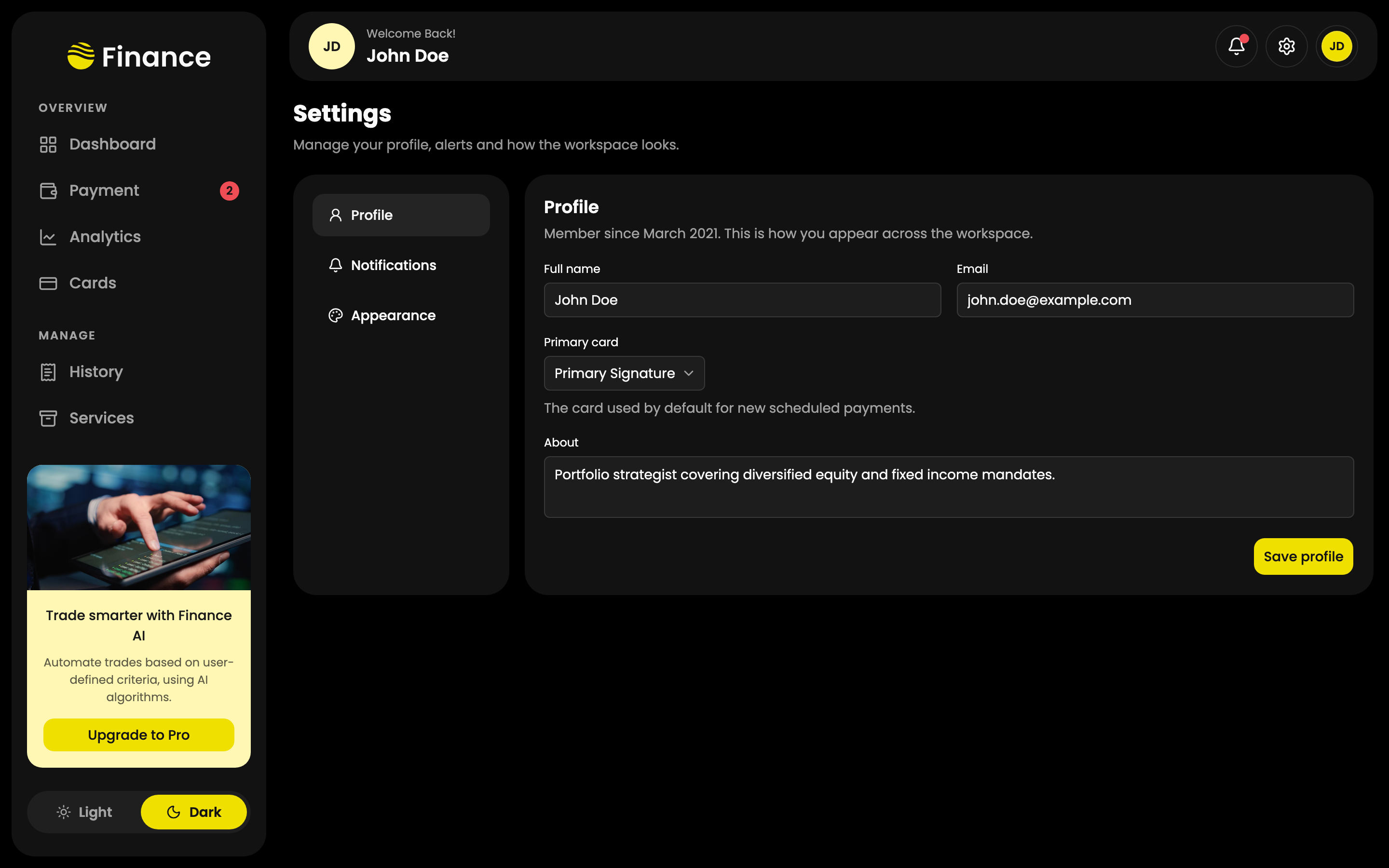 Finance Expert — Personal Banking Dashboard web app template preview 7