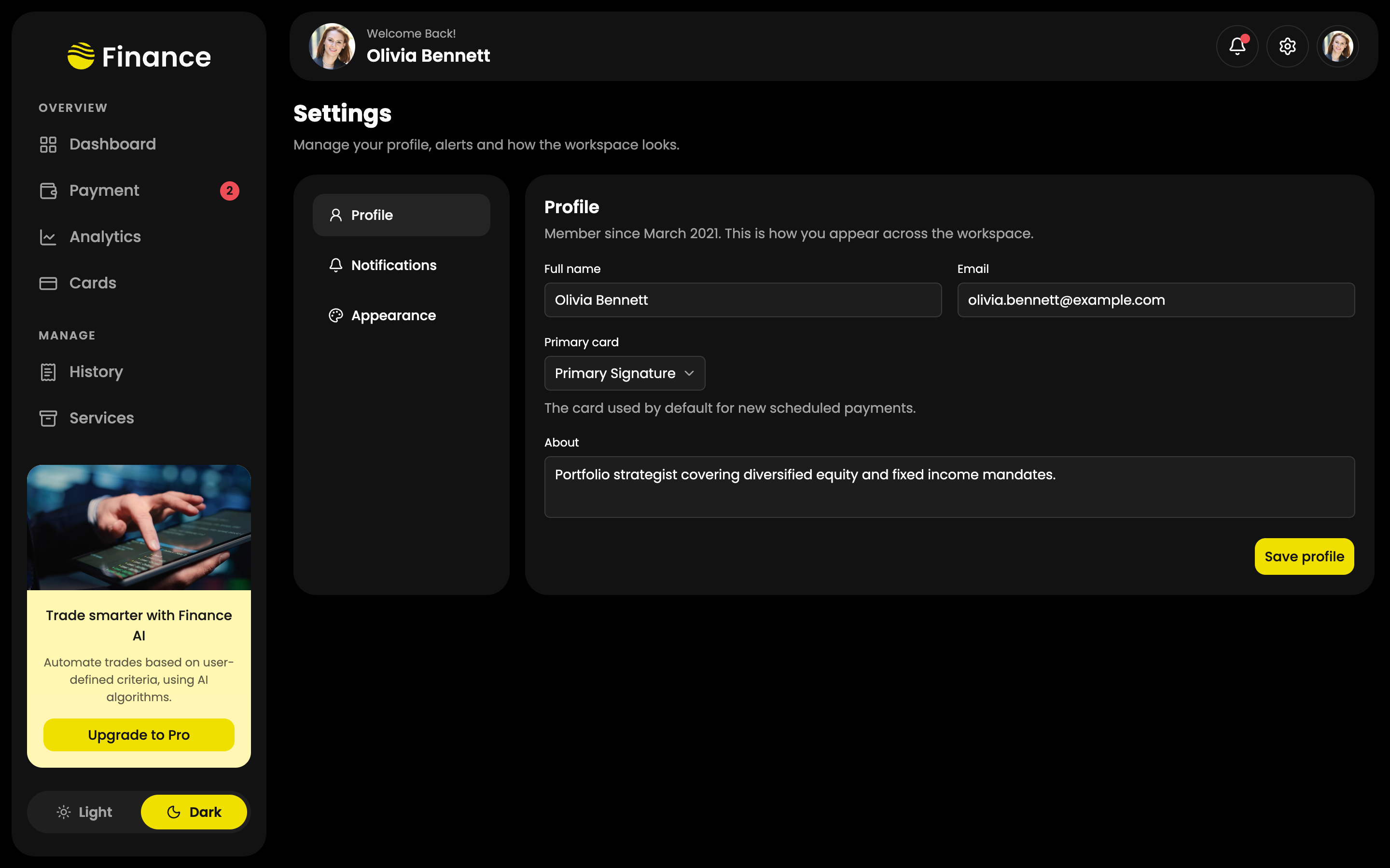Finance Expert — Personal Banking Dashboard web app template preview 7