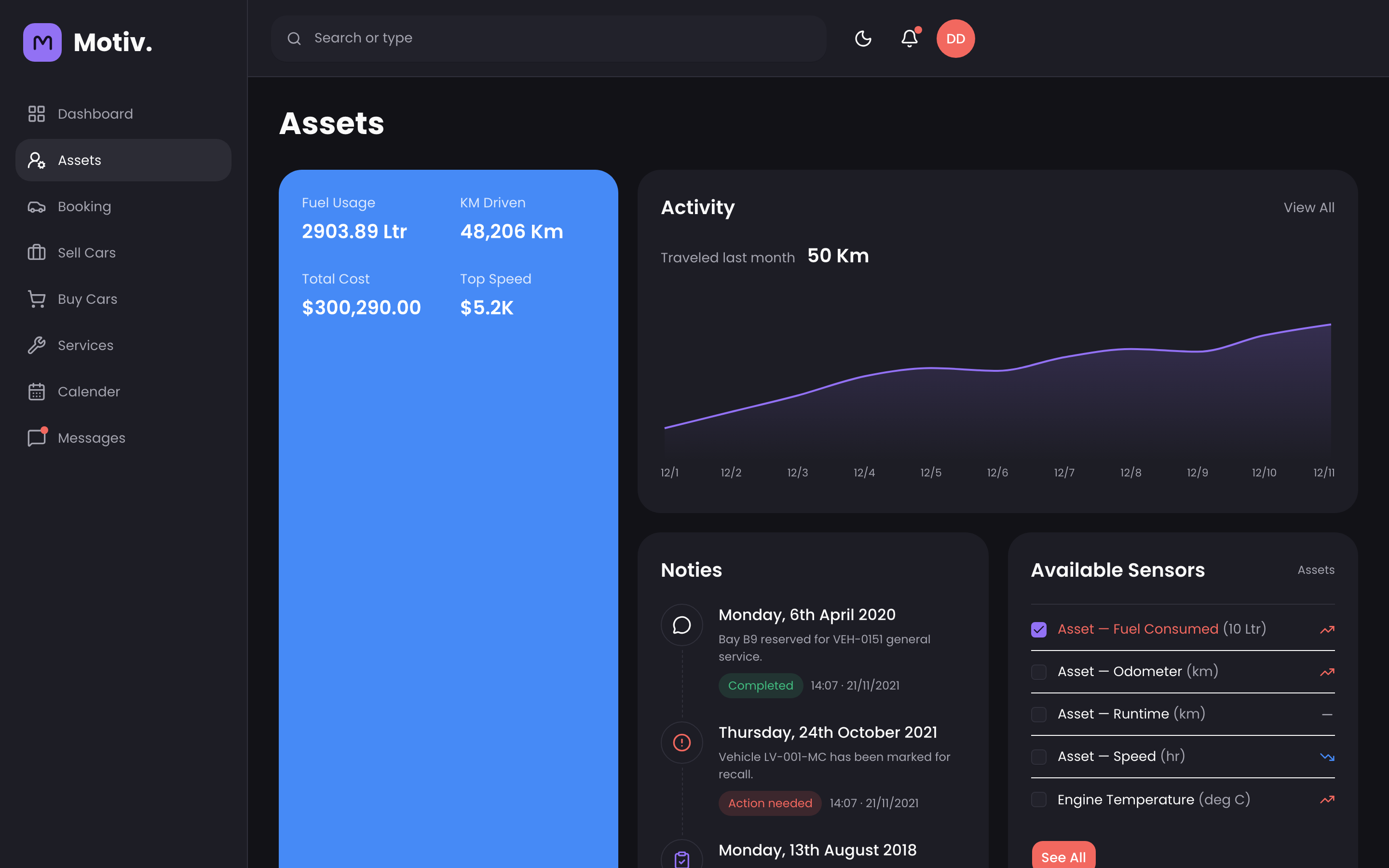 Motiv Fleet Dashboard web app template preview 5