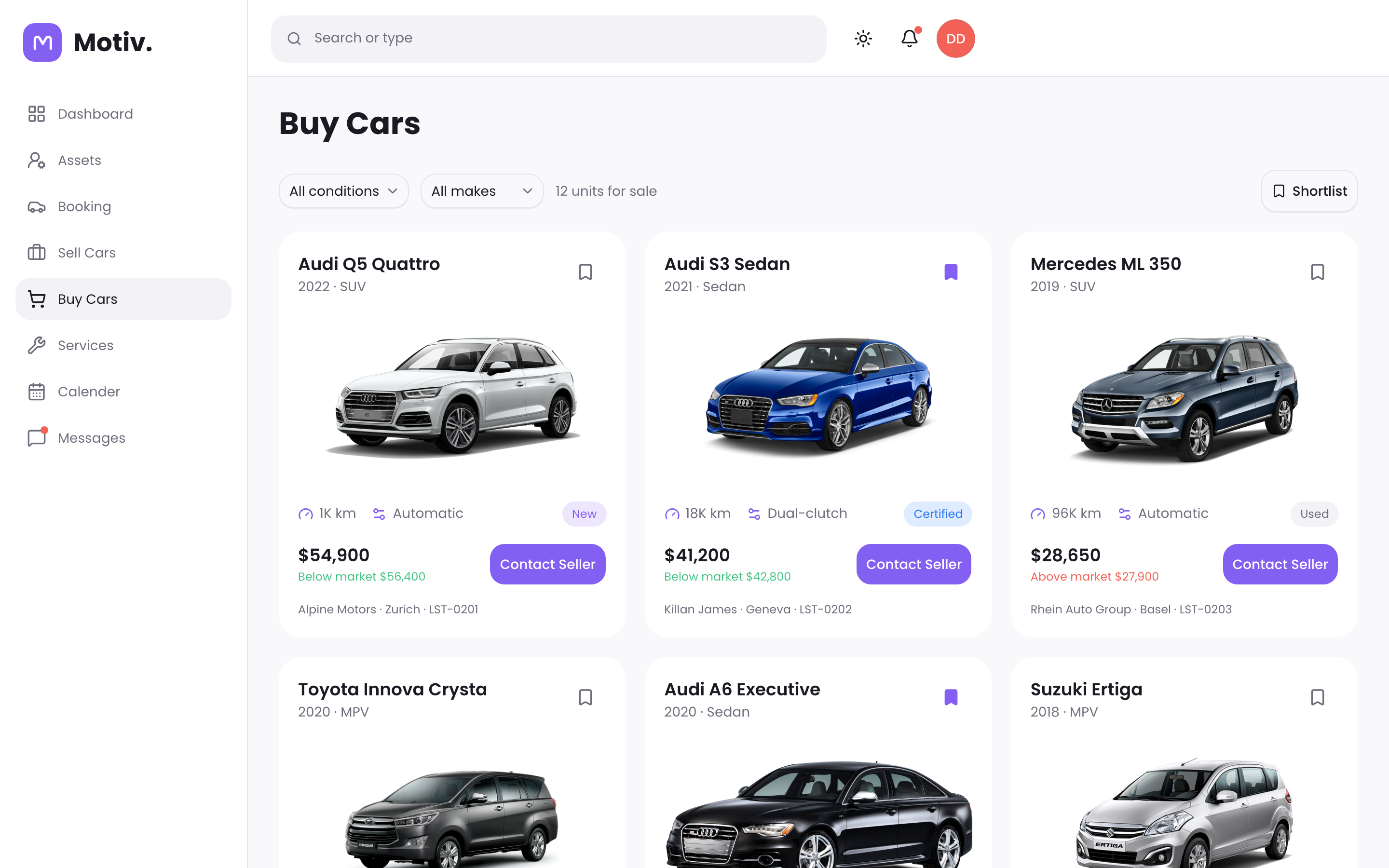 Motiv Fleet Dashboard web app template preview 2