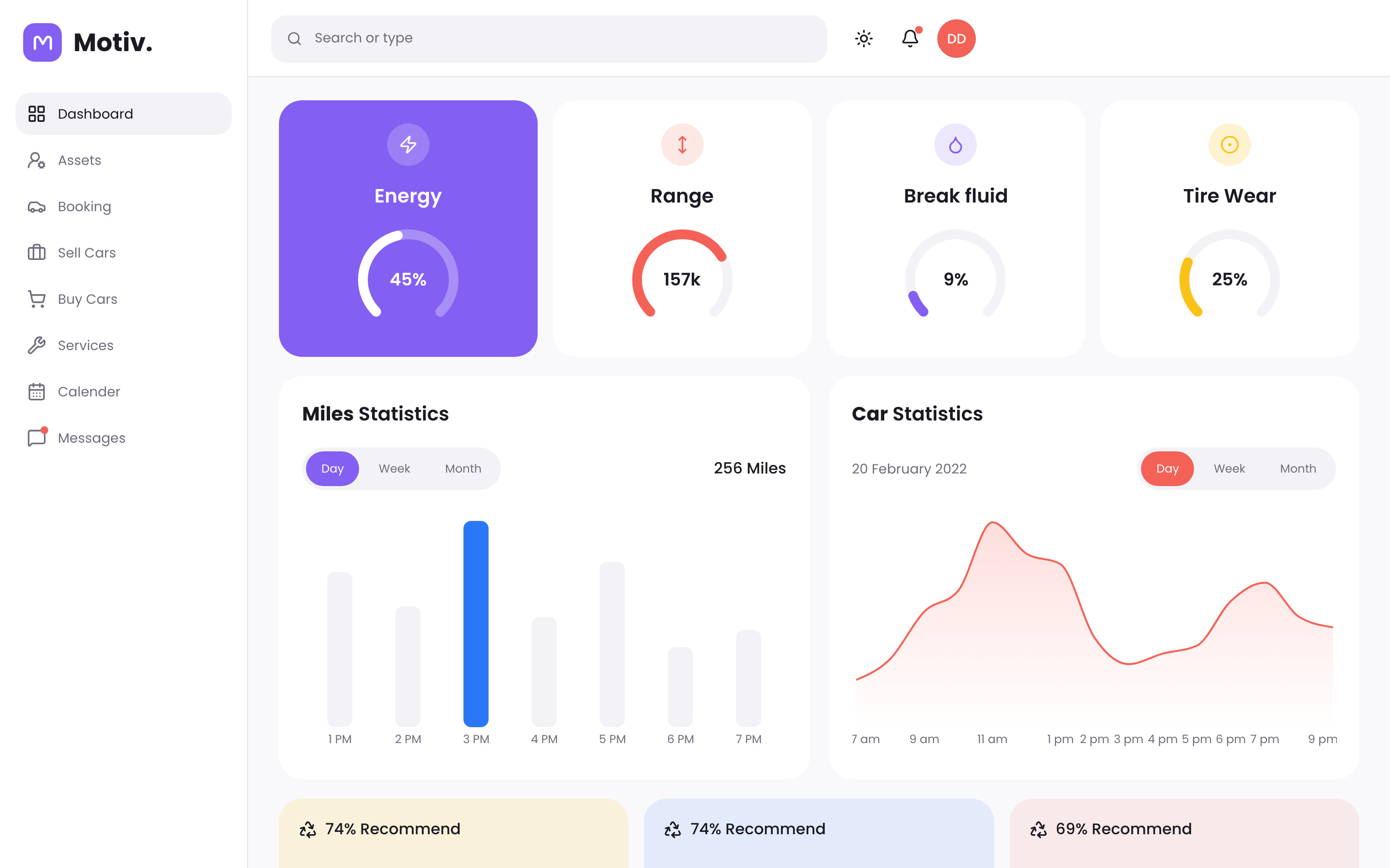 Motiv Fleet Dashboard web app template preview