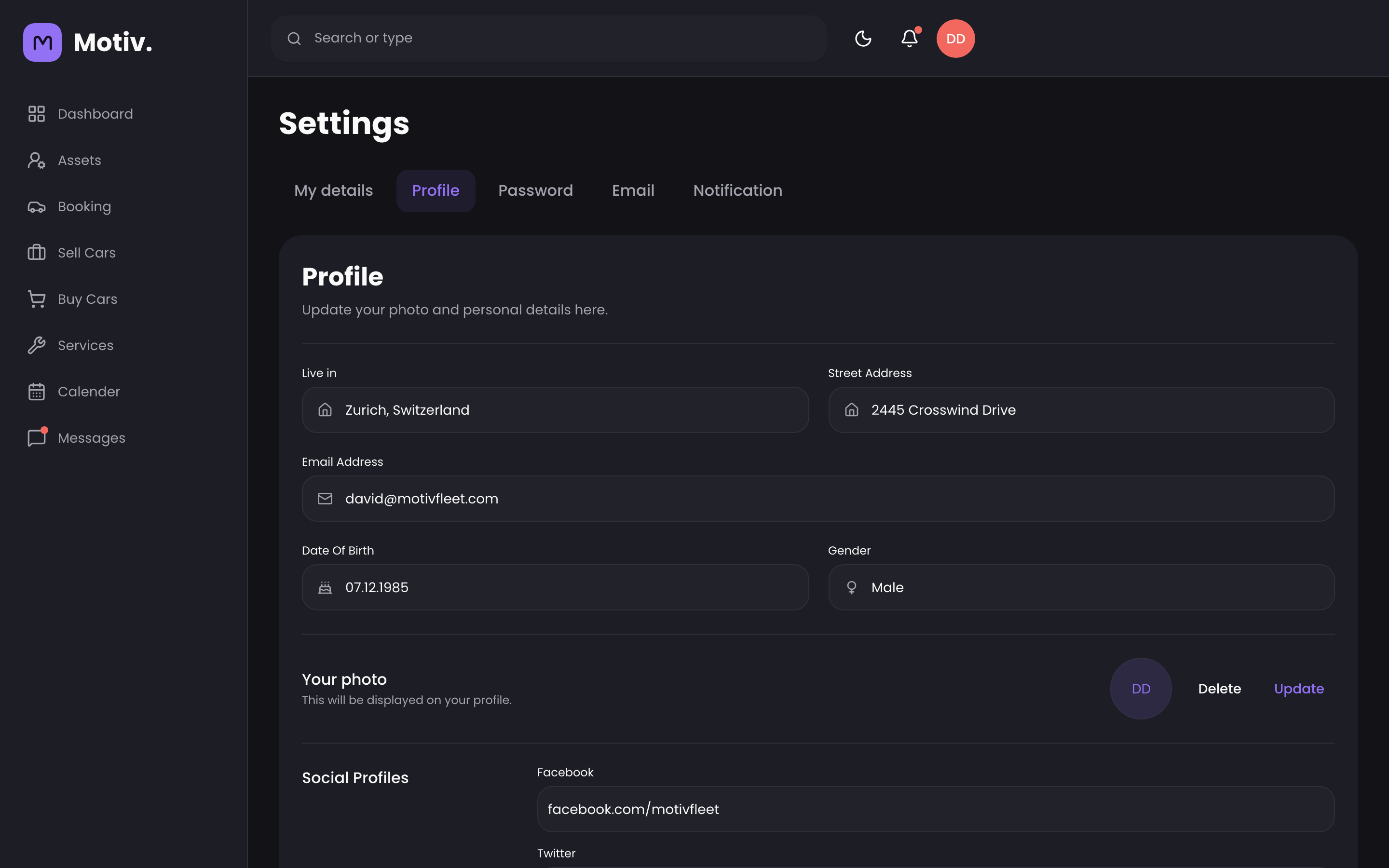 Motiv Fleet Dashboard web app template preview 8