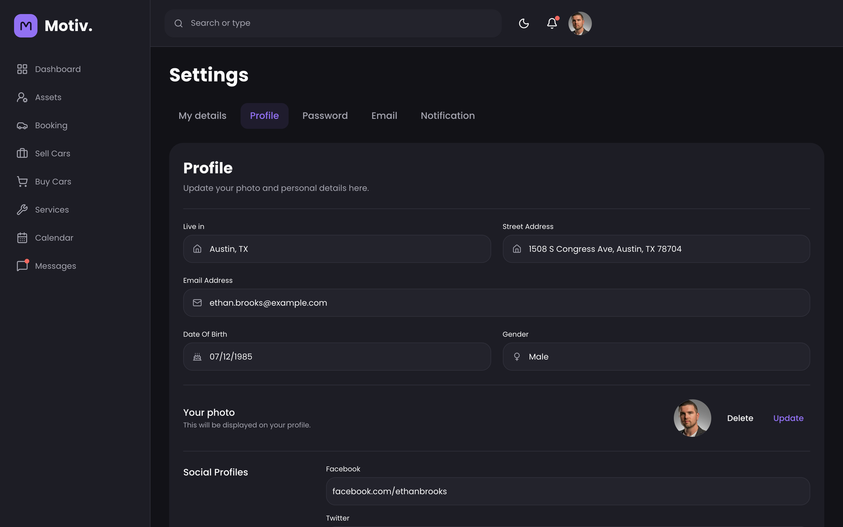 Motiv Fleet Dashboard web app template preview 8