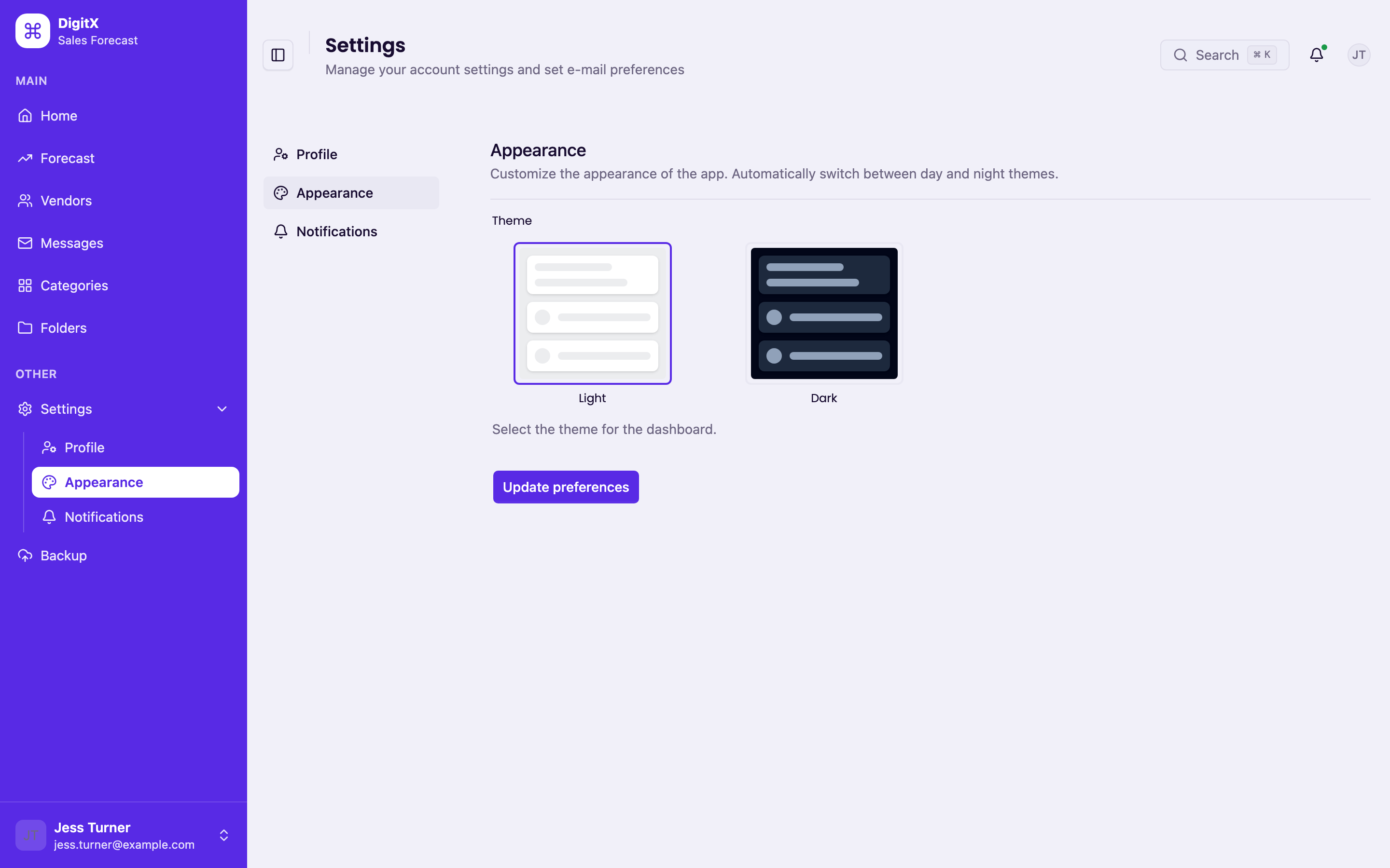 DigitX Sales Forecast web app template preview 4