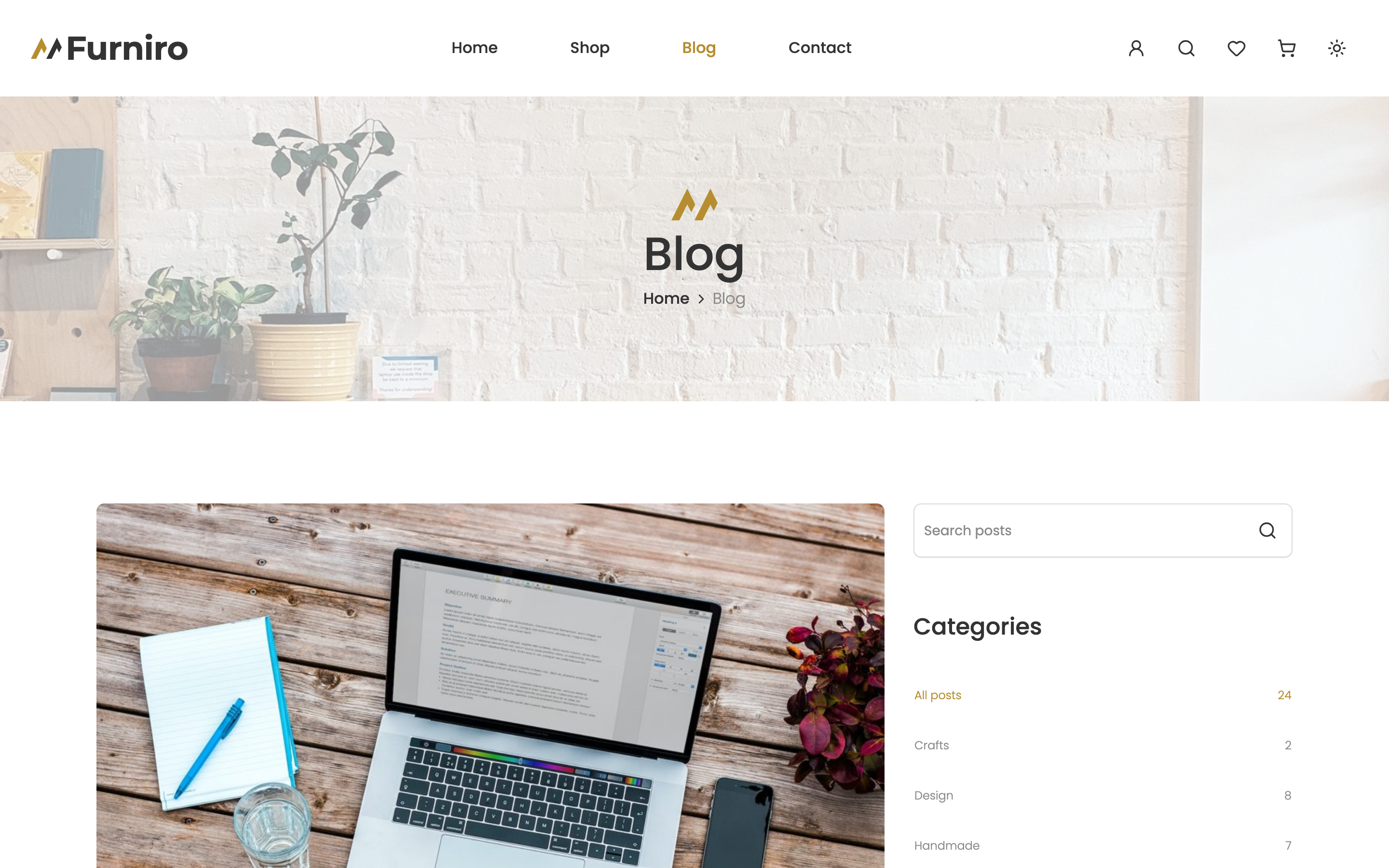 Furniro web app template preview 2