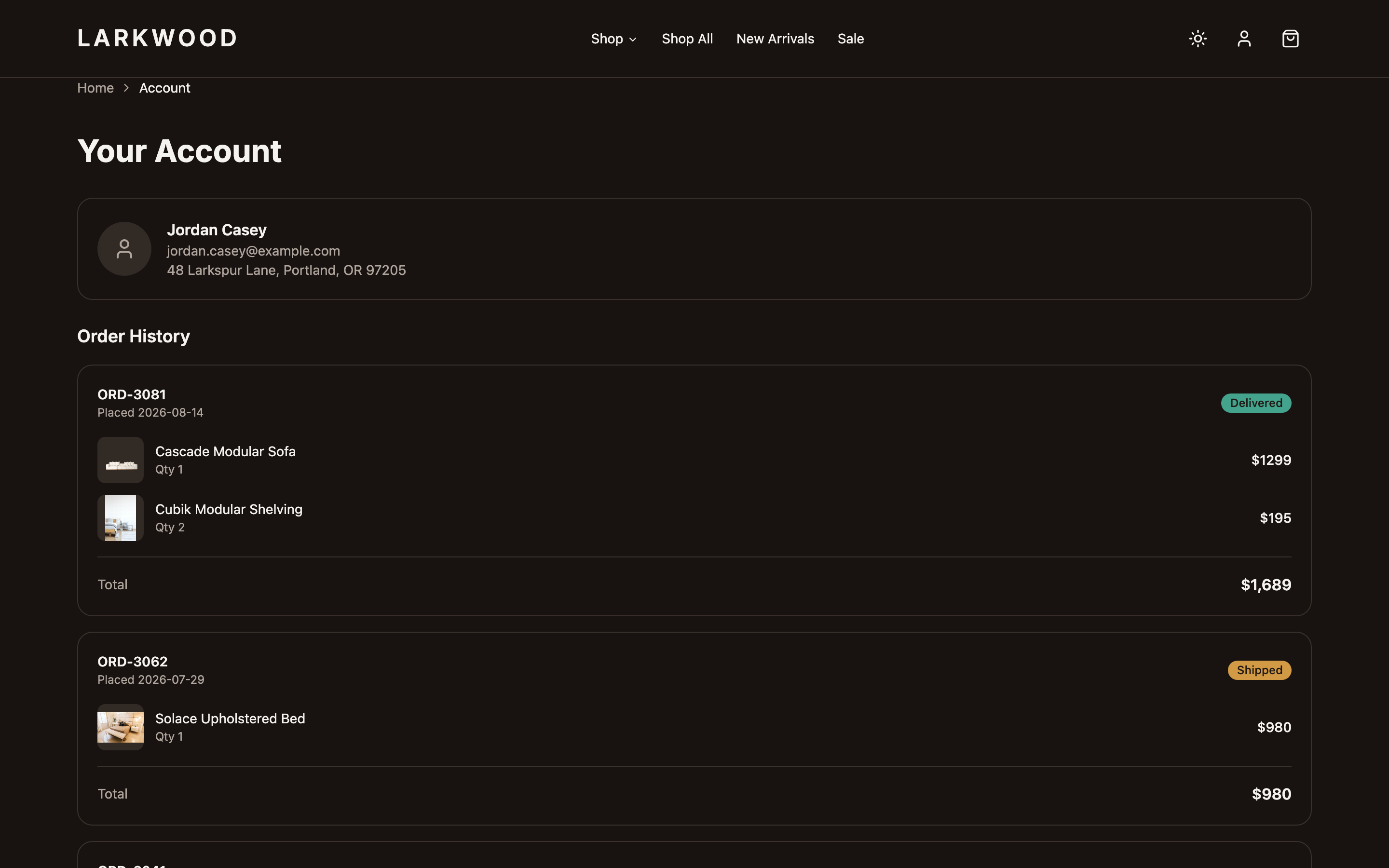 Larkwood Furniture web app template preview 4