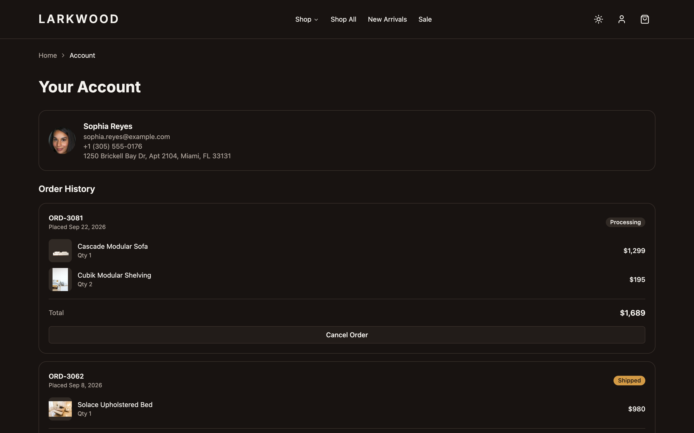 Larkwood Furniture web app template preview 4
