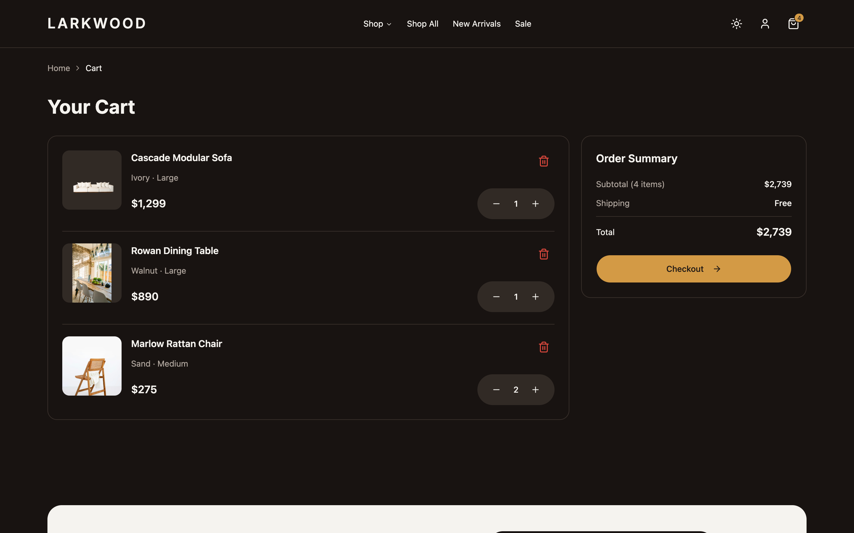 Larkwood Furniture web app template preview 5