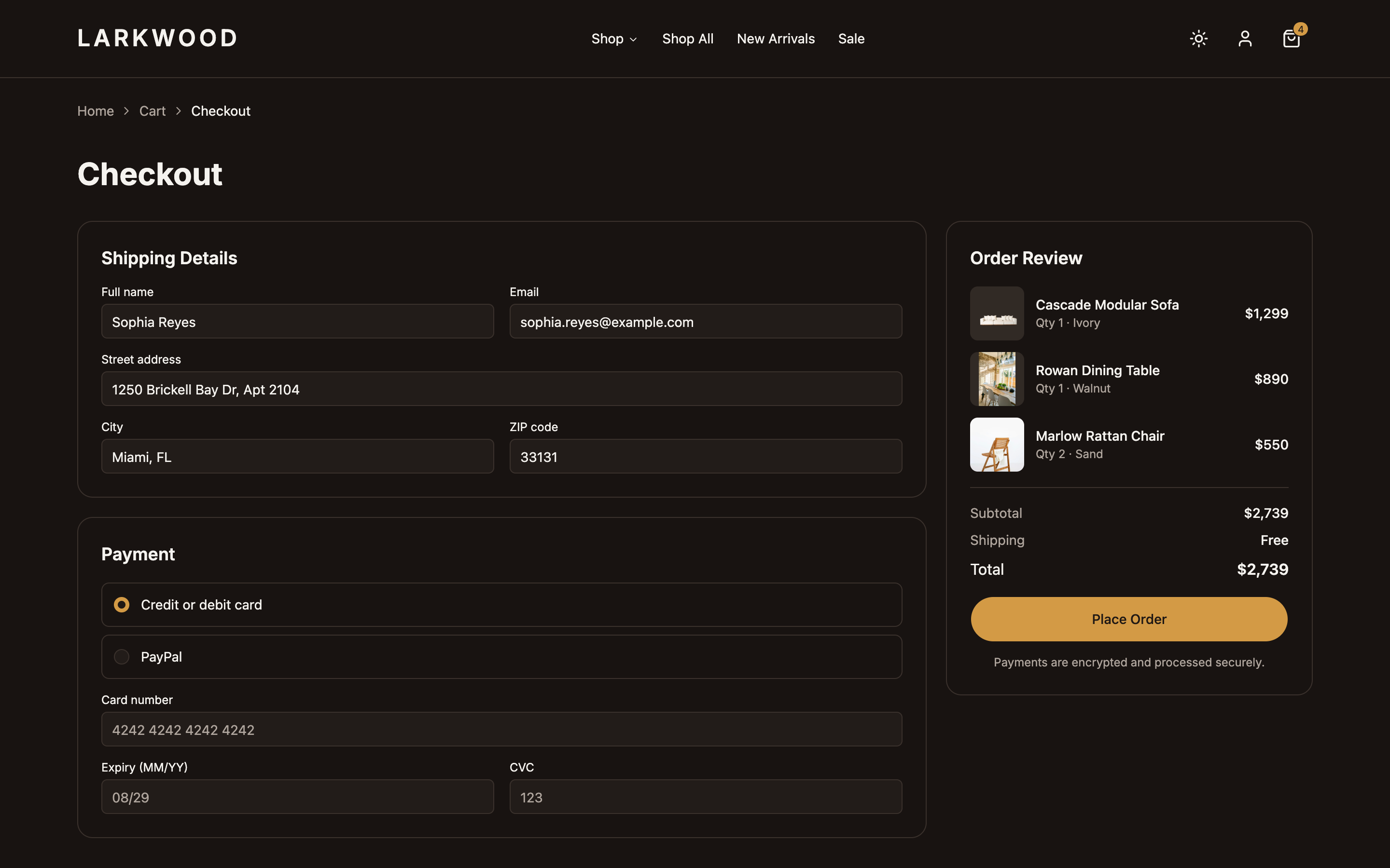Larkwood Furniture web app template preview 6